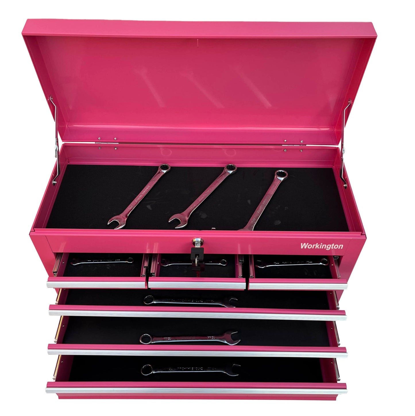Workington Portable Metal Tool Chest with 6 Drawers, 24" 6-Drawer Tool Chest Cabinet with Ball Bearing Drawer Slides, Steel Tool Storage Box Organizer 4005 Pink