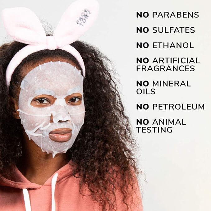 FACETORY K Beauty Face Mask Skin Care - Everyday RICE BRAN Soothing Sheet Mask | Plant-Based Rice Face Mask (5 Pack)