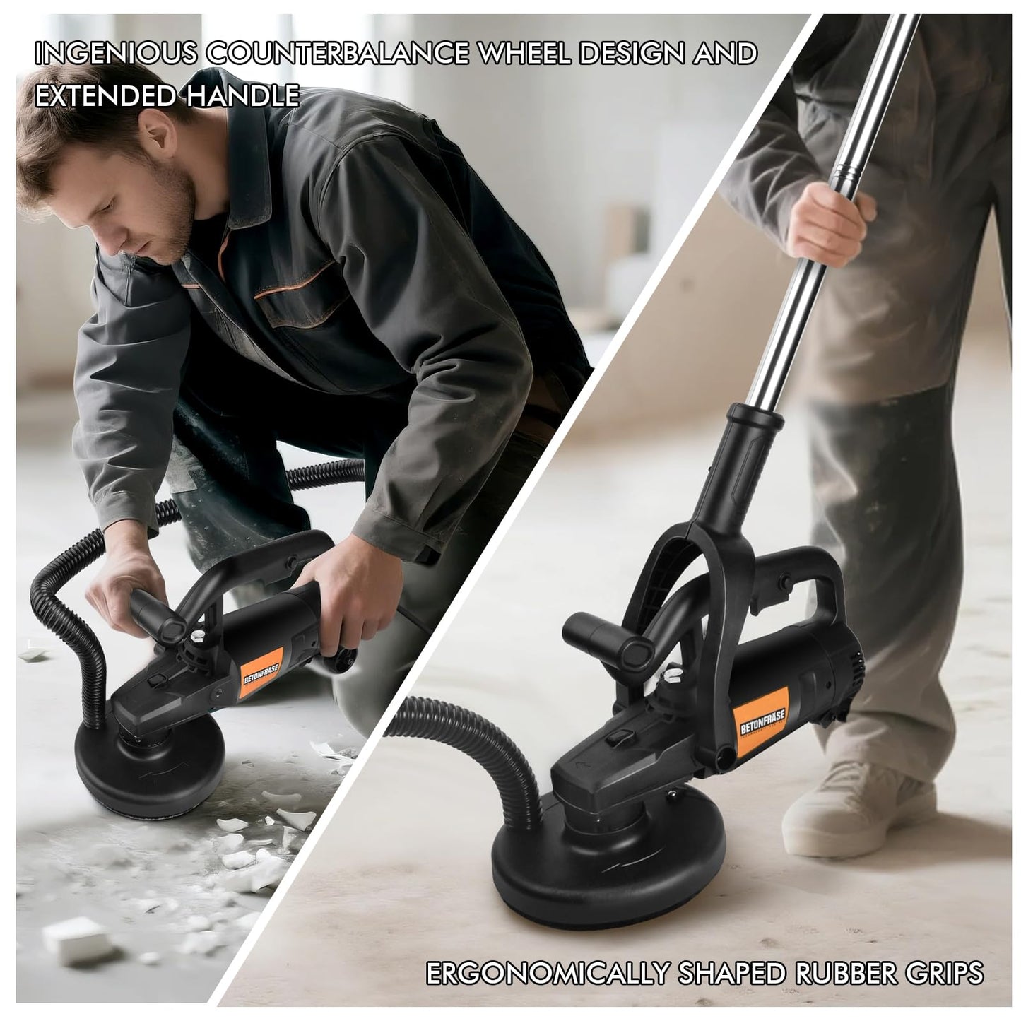 3800W Concrete Floor Grinder with Handle & Dust Shroud, 6 Speeds Control 6000RPM Concrete Floor Polisher Concrete Sander 7 Inch Concrete Surface Grinder Machine for Grinding Concrete Cement Marble