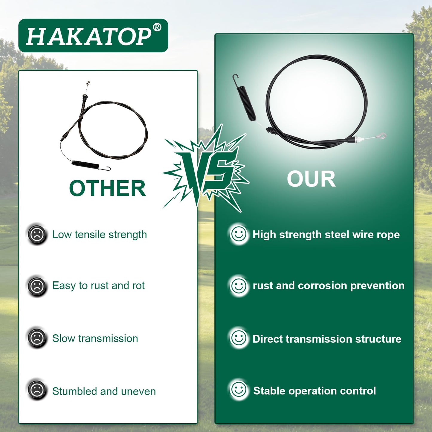 HAKATOP 946-05250 Blade Control Cable for Cub Cadet CC600 MTD Troy-Bilt Lawn Mower Replaces 746-05250 94605250 74605250
