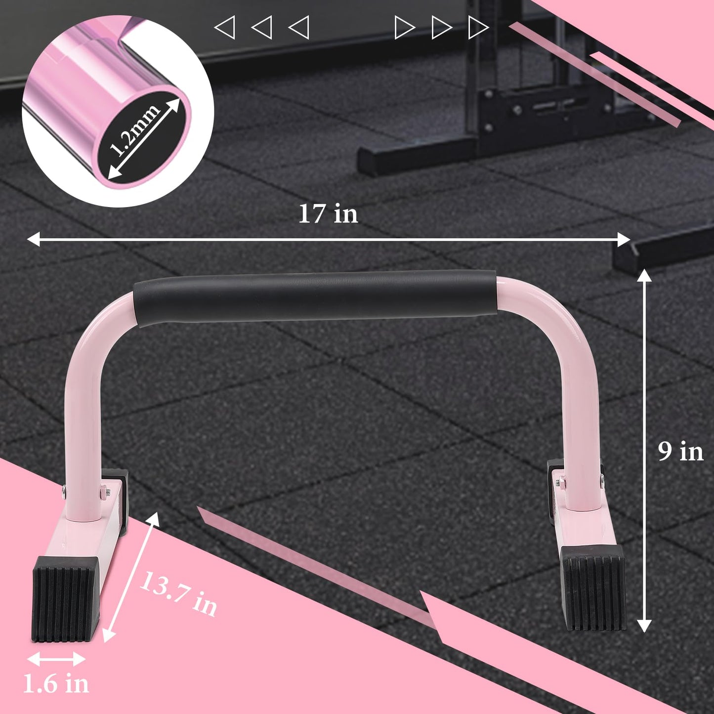 Push Up Bar, 700 LBS Potable Dip Bar with EVA Handle for Home GYM Gymnastics Calisthenics Equipment Apartment Courtyard Balcony Exercise Fitness Upper Body Arm Back Man Woman Kid (Pink)