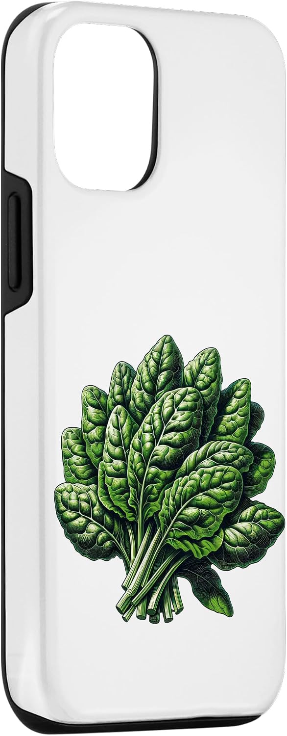 Big Vegetable Spinach Illustration 12/12 iPhone Pro Food Vegetable Retro Drawing Vintage Art - Spinach Case