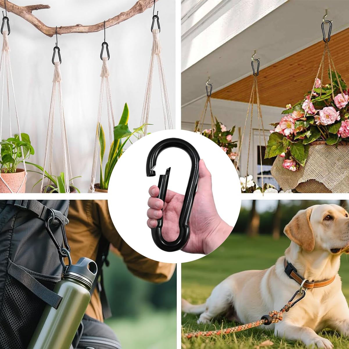 2Pcs Heavy Duty Spring Snap Hooks, 770LBS Capacity, Utility M10 Carabiner Clips, Heavy Duty Carbon Steel Carabiner Quick Link Snap Hooks for Hammock Fitness Gym Outdoor Boating
