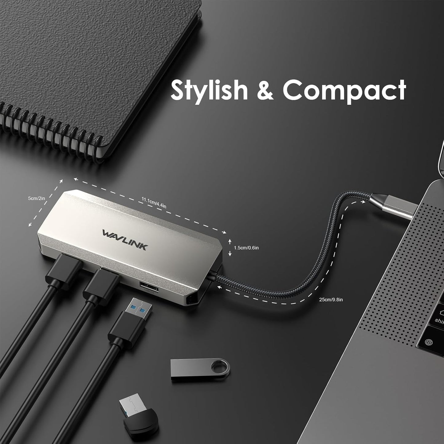 WAVLINK 4K 100W 3 USB-A2.0 Laptop Docking Station, Triple Docking Station with Dual HDMI, DP, PD in, for Wireless