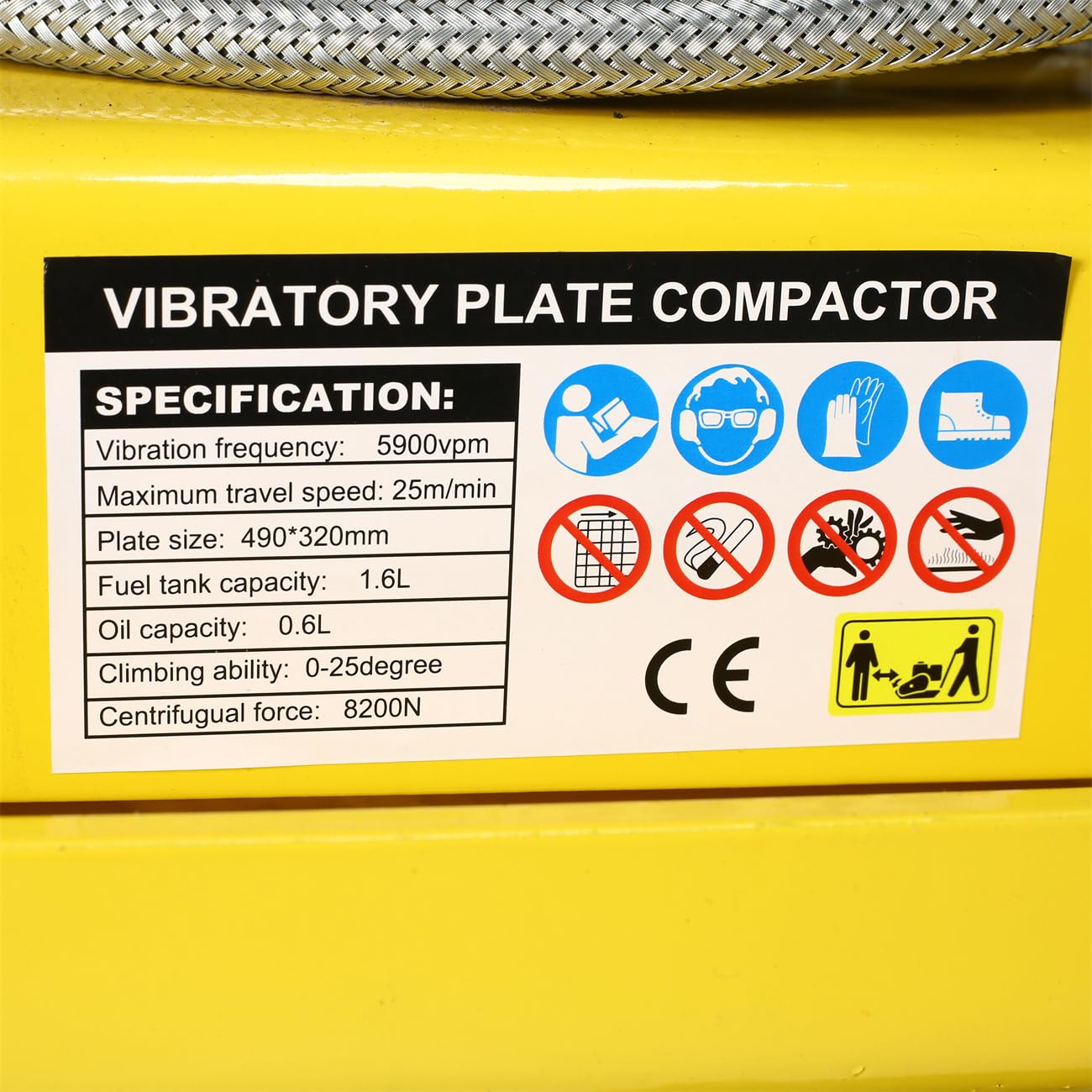 2.5HP Plate Compactor Gas 79.7cc 8200N Force Construction Concrete Tamper Machine Power Paver 19.3 x 12.6" Plate, EPA Compliant