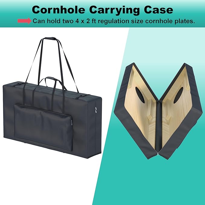 Cornhole Carrying Case, Cornhole Bag Tote Fits 4' x 2' Regulation Size Board, Heavy duty 600D Waterproof Oxford Fabric, Large Pockets for Cornhole Outdoor Games,Only Bag.