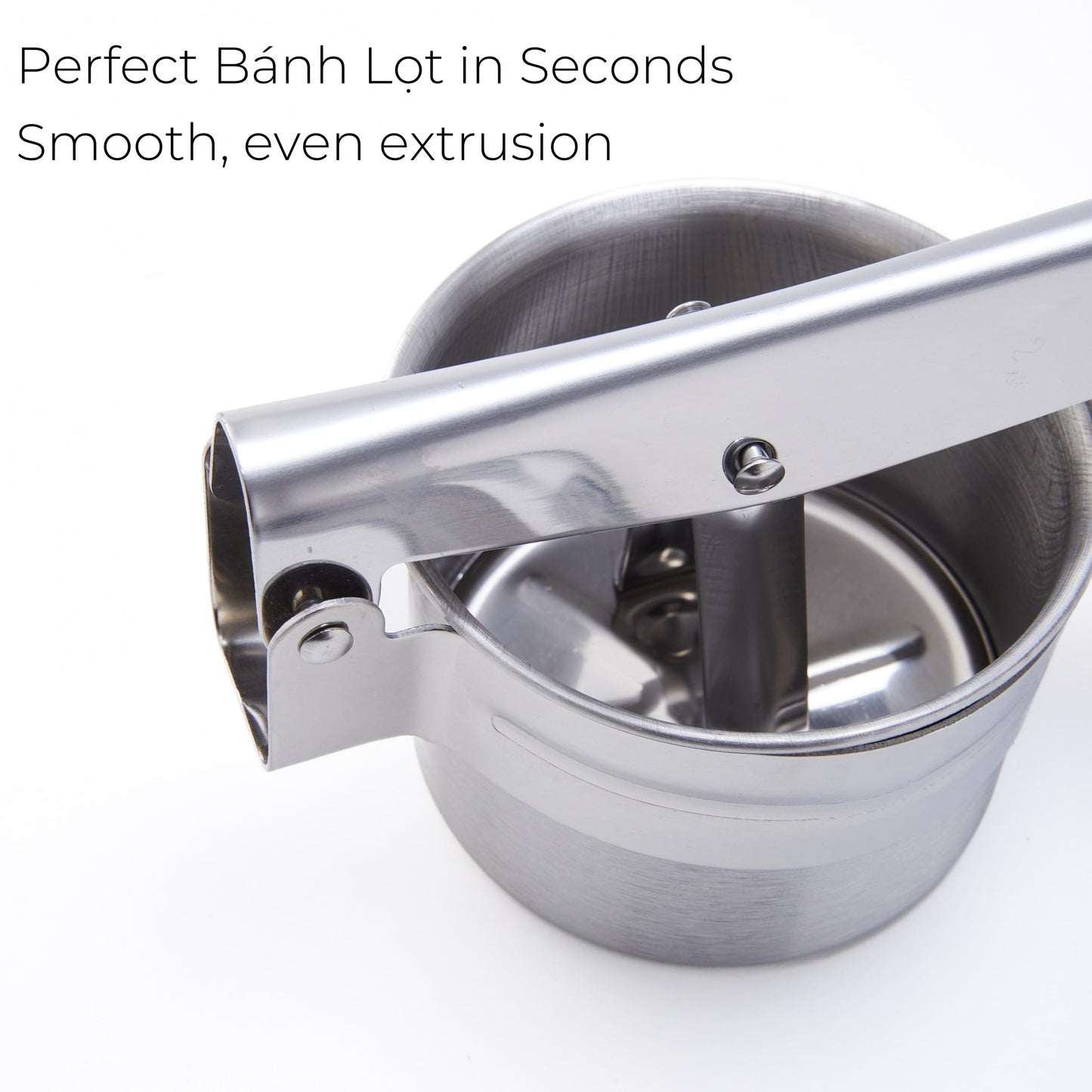 Stainless Steel Khuon Banh Lot Press – Multi-Purpose Potato Ricer, Cendol Maker, Spaetzle Press – Heavy-Duty Manual Food Strainer with 3 Interchangeable Discs for Rice, Vegetables, and Dough