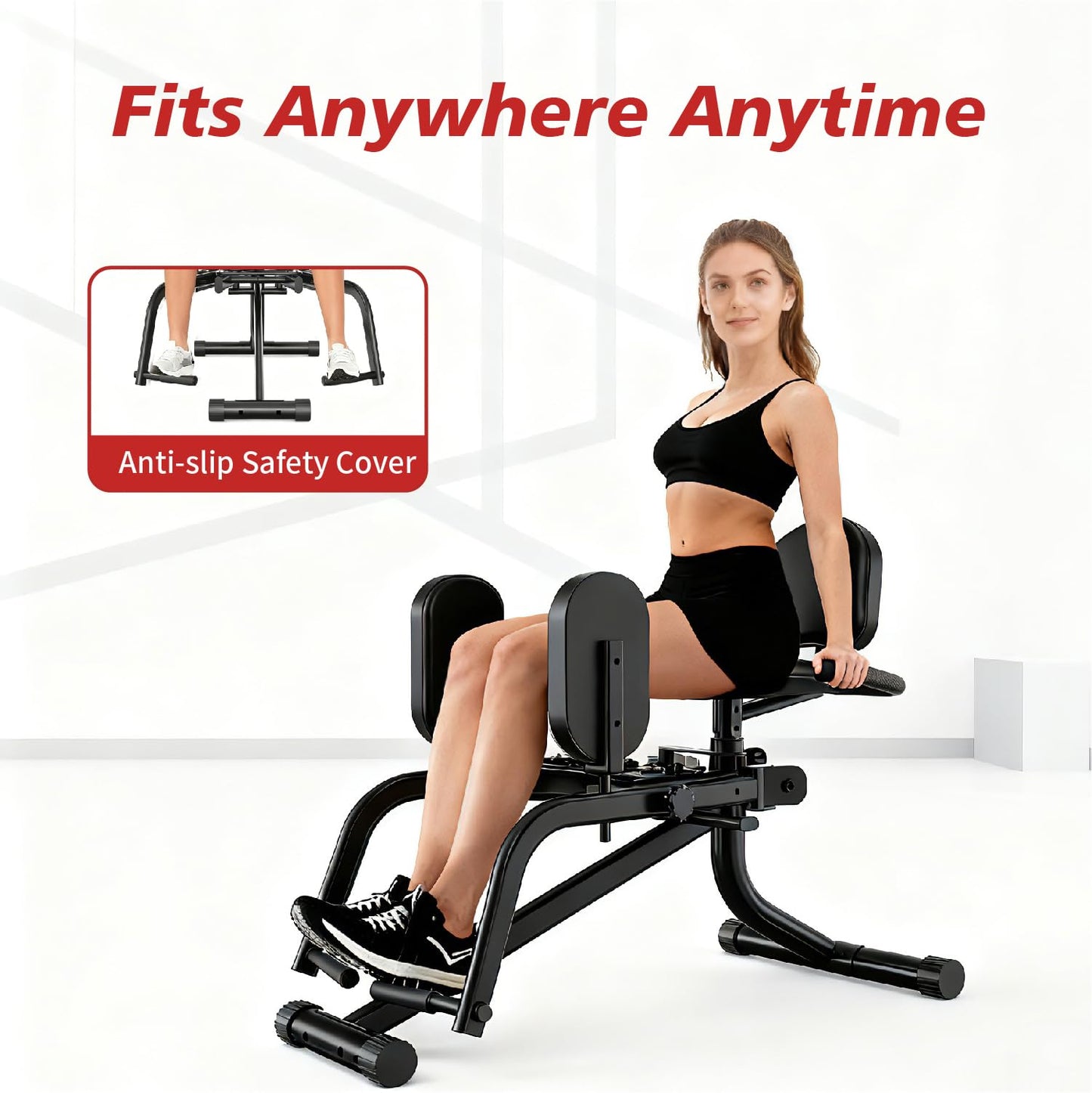 Hip Adduction Abduction Machine by SEWD – Home Gym Inner/Outer Thigh Trainer for Strength Training, Two in One Compact Glute & Thigh Workout Equipment. (Resistance Cord)
