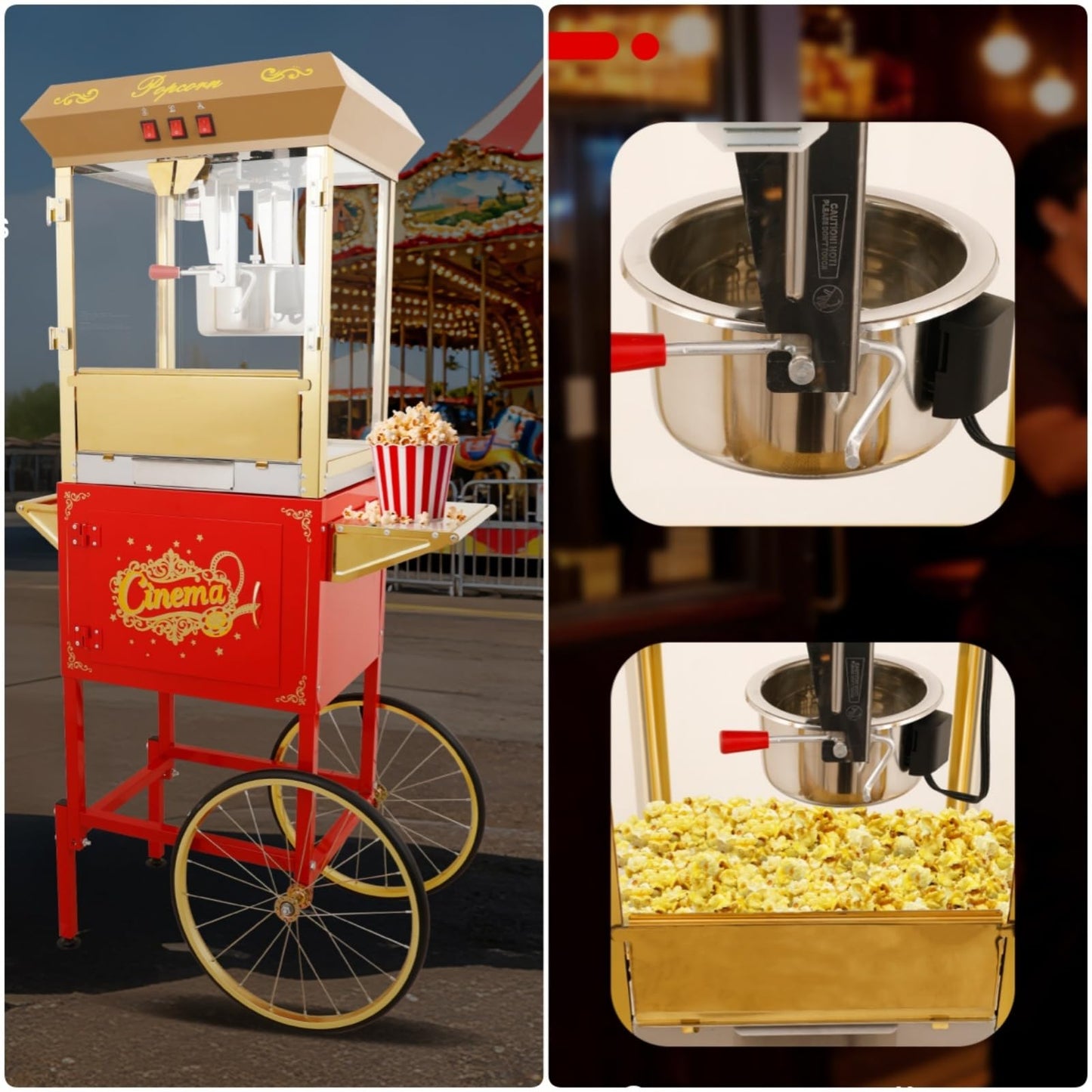 Trygoal Commercial Popcorn Machin with Cart