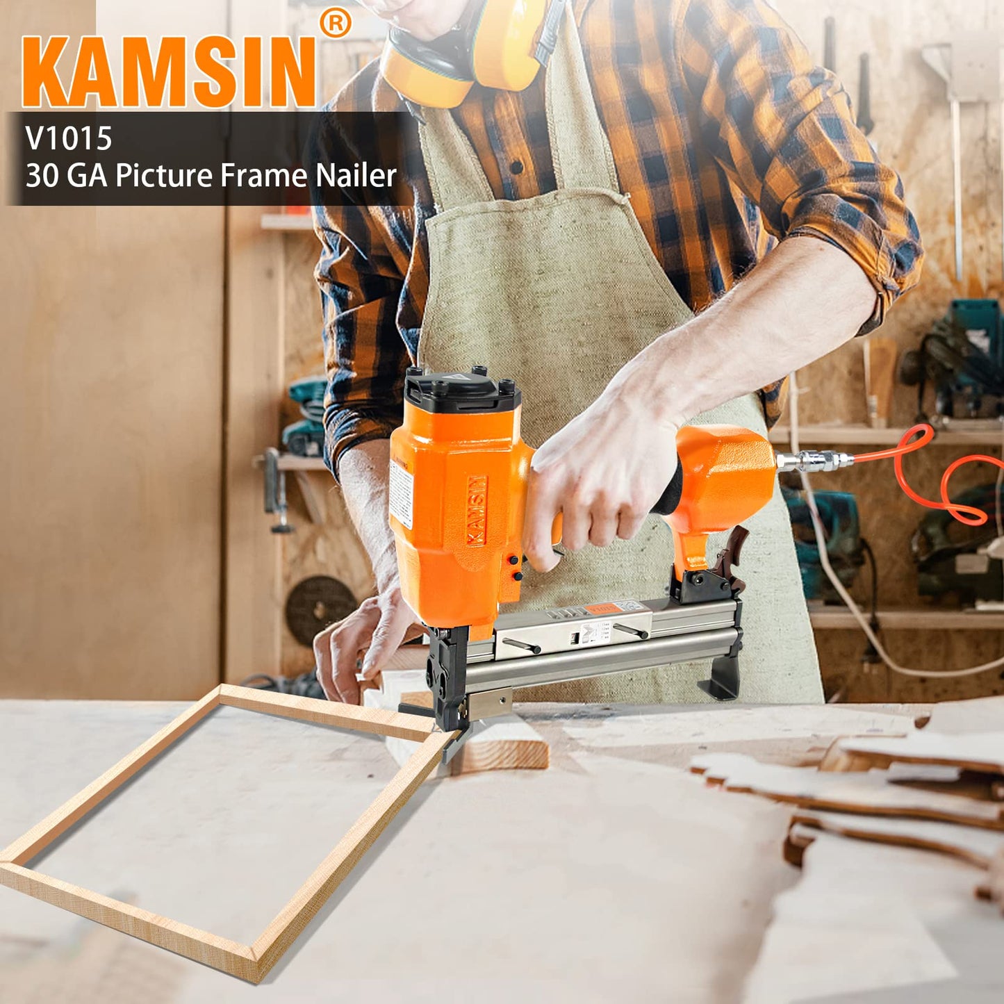KAMSIN #V1015 30 Gauge Pneumatic Picture Frame Nailer Picture Frame Joiner V nailer with 10mm Length V Nails for Picture Frame
