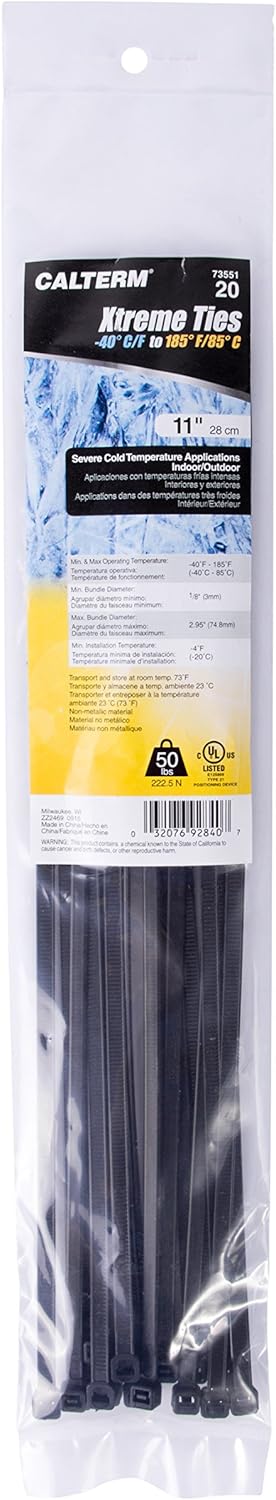 46-104UVB 4 inch, 18 lb, 100 Gardner Bender Cable Tie, Electrical Wire and Cord Management, Nylon Zip Tie, Pk, UV