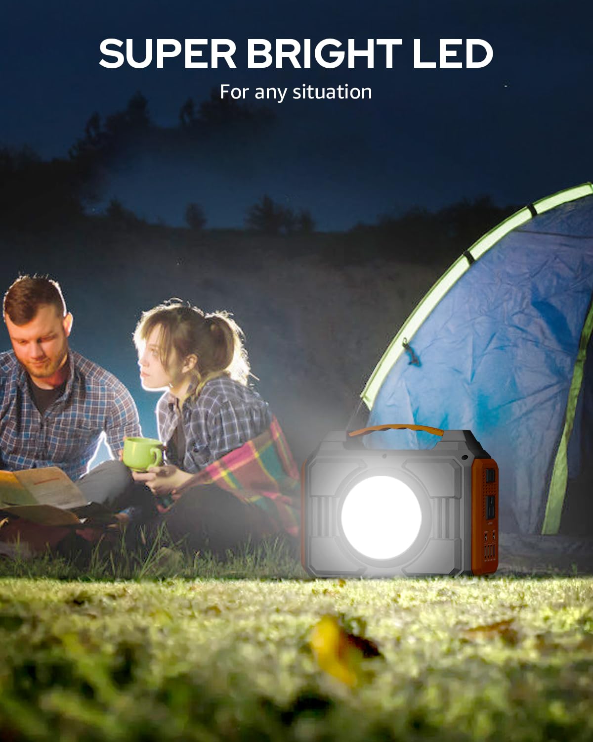 Apowking Portable Solar Powered Generator 300W Rated, with Solar Panels 40W Included, 220Wh Power Bank with AC Outlet 110V, and 10*DC Connectors, Pure Sine Wave for Home Use Camping Outdoor