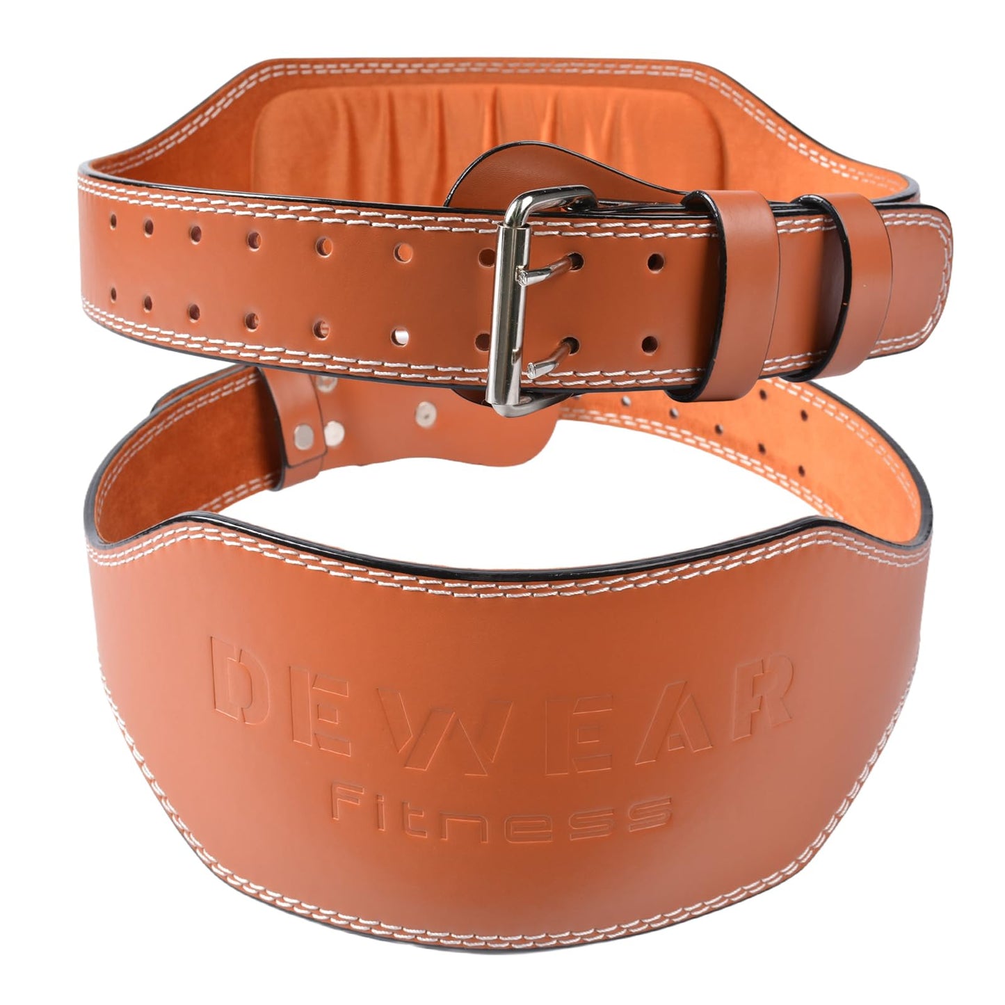 Leather Weight Lifting Belt, 4”& 6”Padded Lumbar Back Support, 10 Adjustable Holes, Gym Weight Belt Ideal for Deadlift, Powerlifting, Bodybuilding and Squat (6-Inch Brown, M (22"-28"))