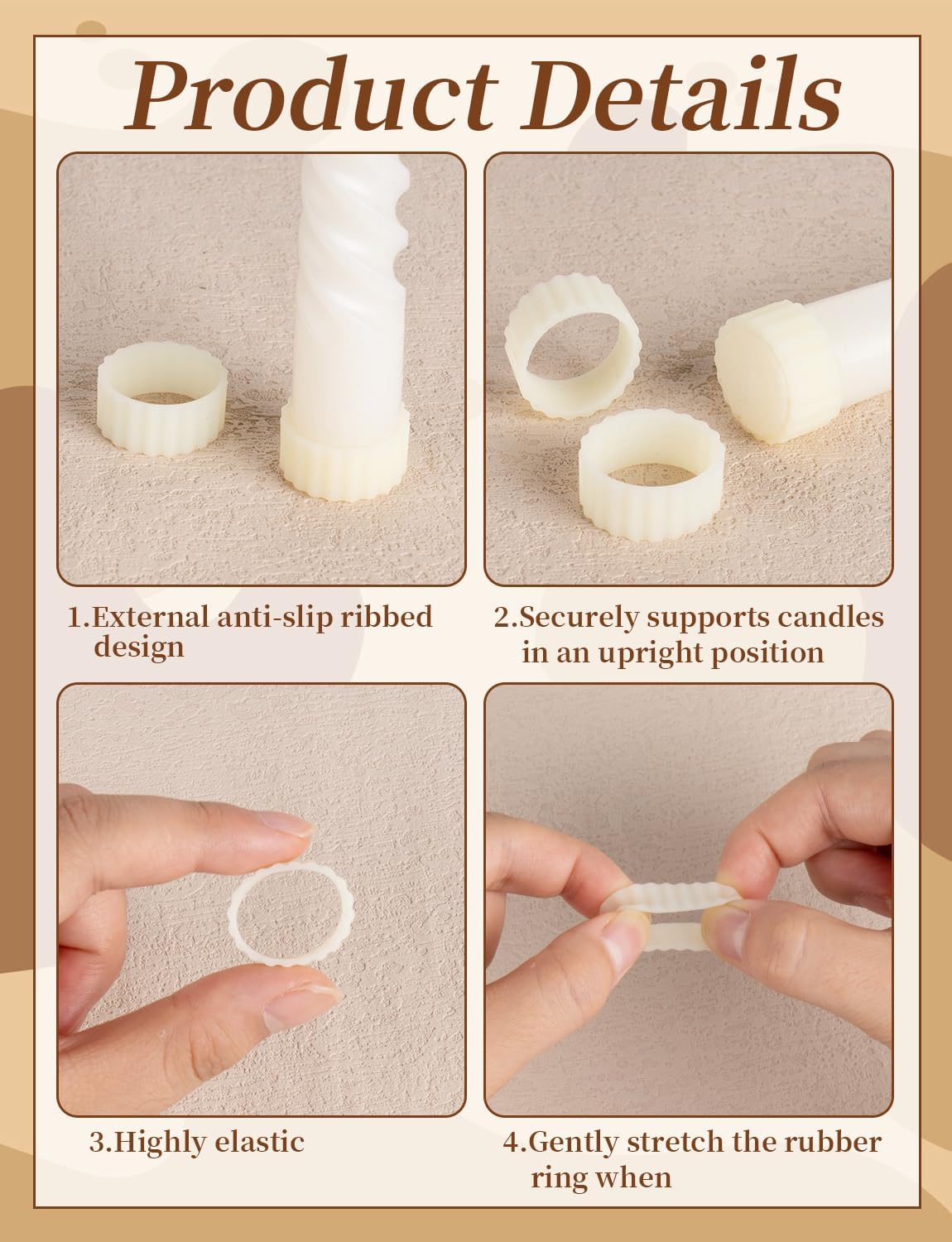 Skiennix 22 Pcs Rubber Candle Hugger - Silicone Taper Candle Grippers for Weddings & Home Decor