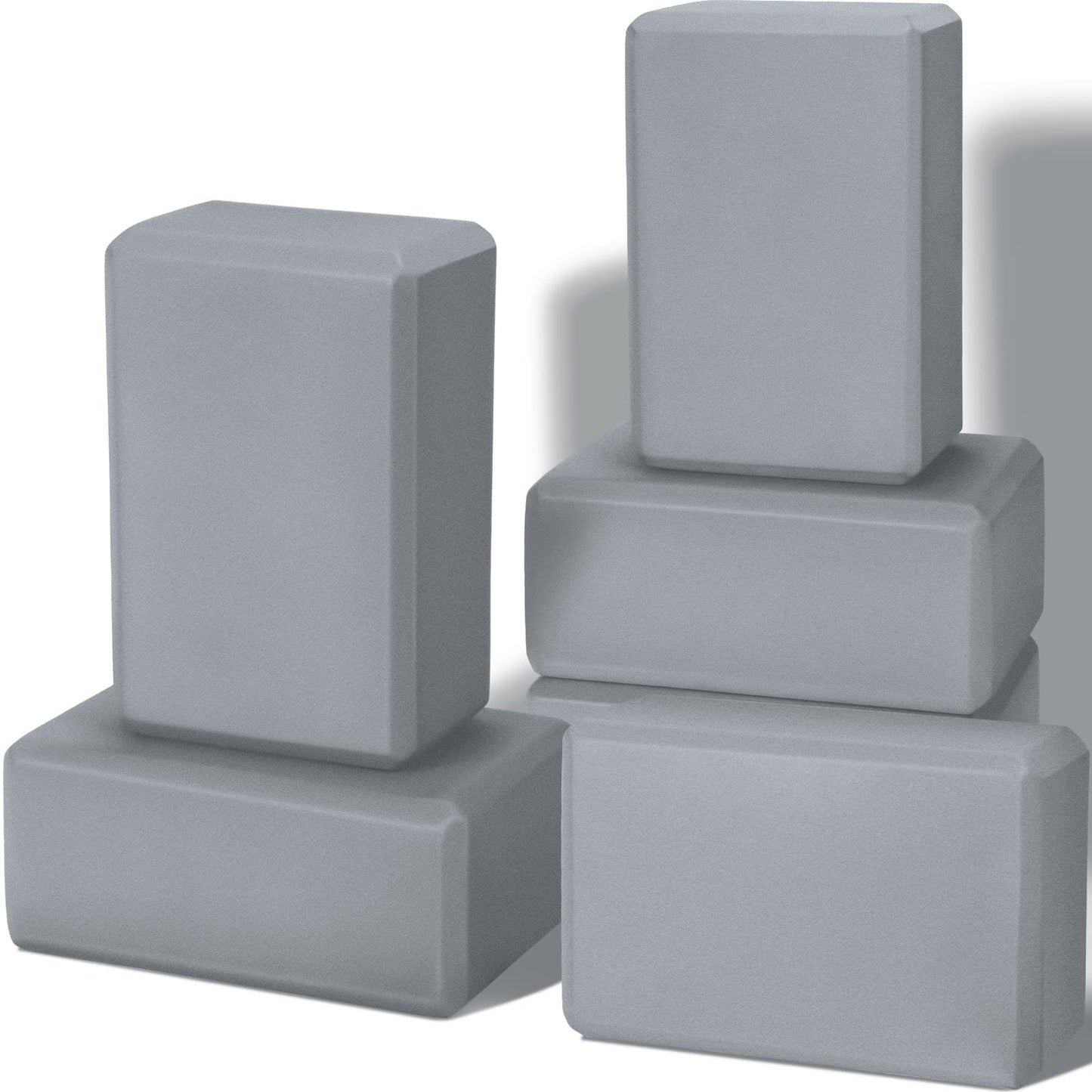 Wettarn 6 Pack Yoga Blocks 9 x 6 x 4 Inch EVA Foam Lightweight Non Slip Yoga Props for Pilates Stretching Meditation(Gray)