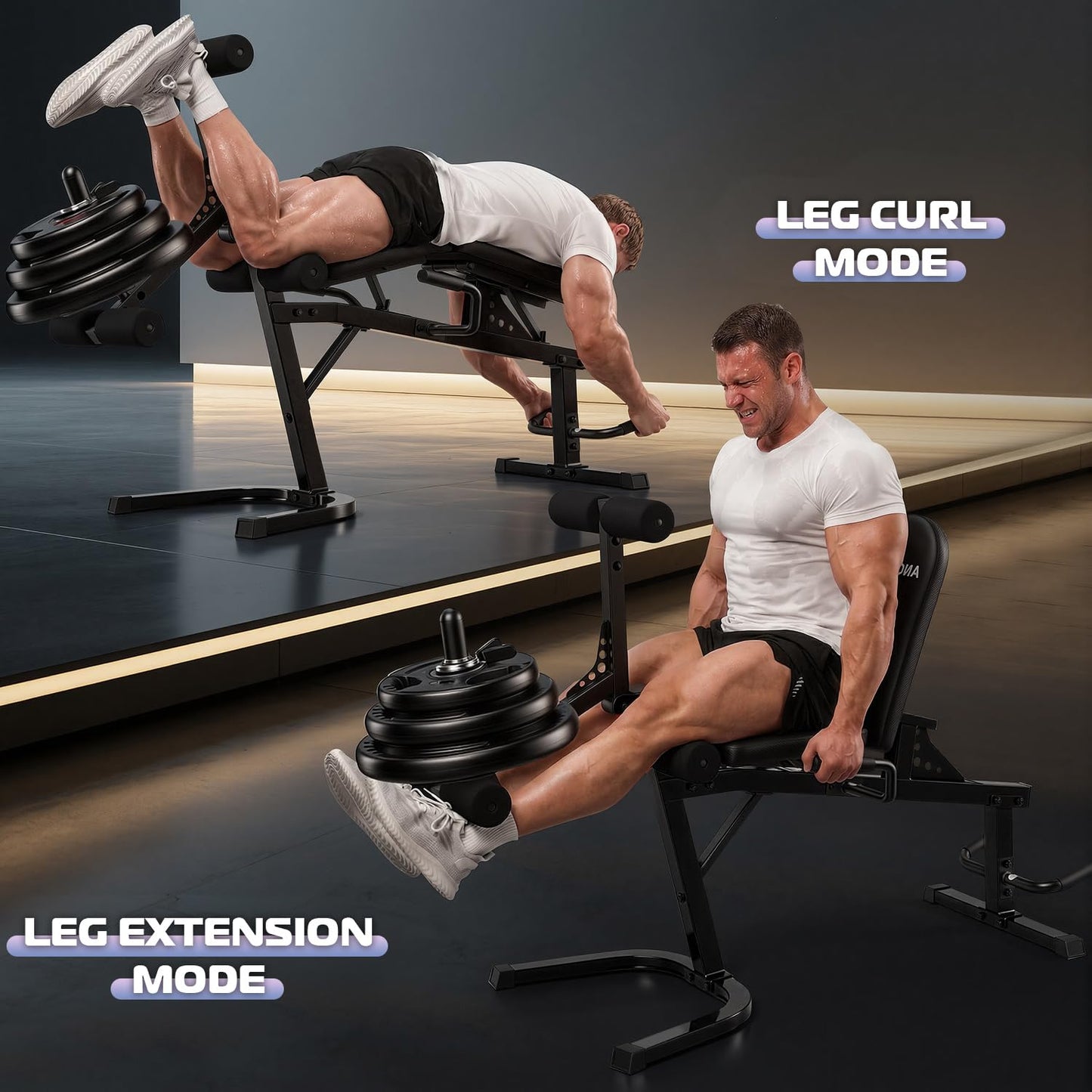 ANCHEER Leg Extension and Curl Machine, 880LBS Adjustable Leg Extension Machine, 4 in 1 Seated & Lying Leg Curl Machines for Home Gym Workout Equipment, Leg Exercise Weight Machine with Cable System