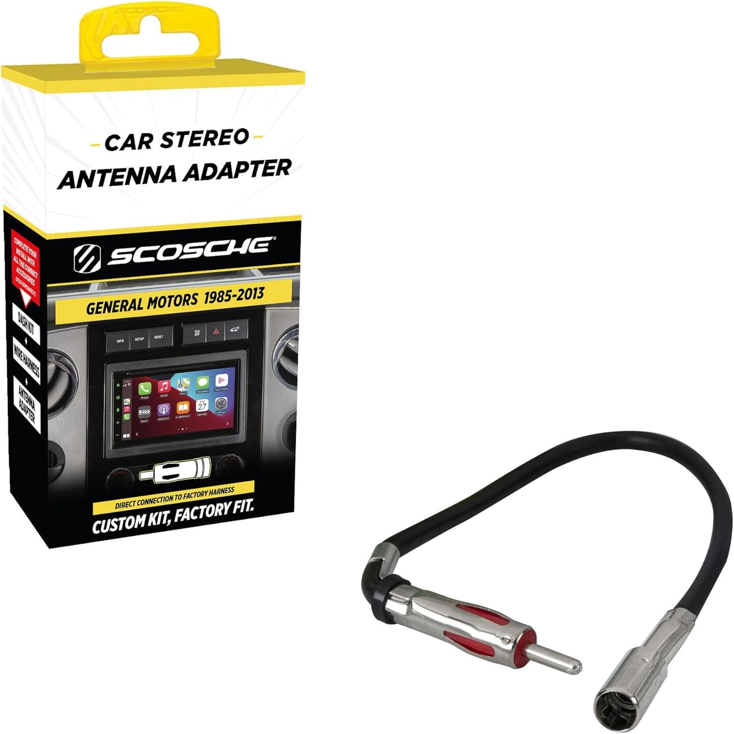Scosche MDA1B 1985-2013 Micro/Delco Antenna Adapter for Aftermarket Car Stereo Compatible with Select GM and Import
