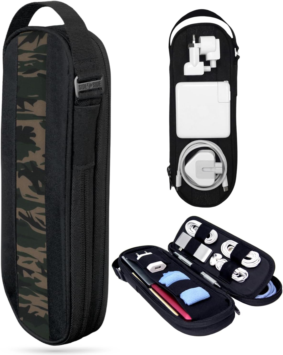 SIDE BY SIDE Electronics Organizer Travel Case for Cables, Charger, Power Bank Tech Bag for MacBook Accessories