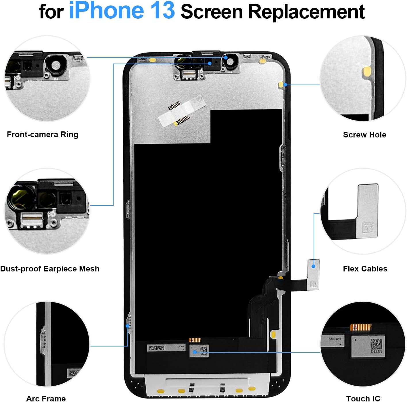Aujinhaigx 13 6.1 inch, 3D A2482,A2631,A2633,A2634,A2635 for iPhone Screen Replacement Touch LCD Screen Display