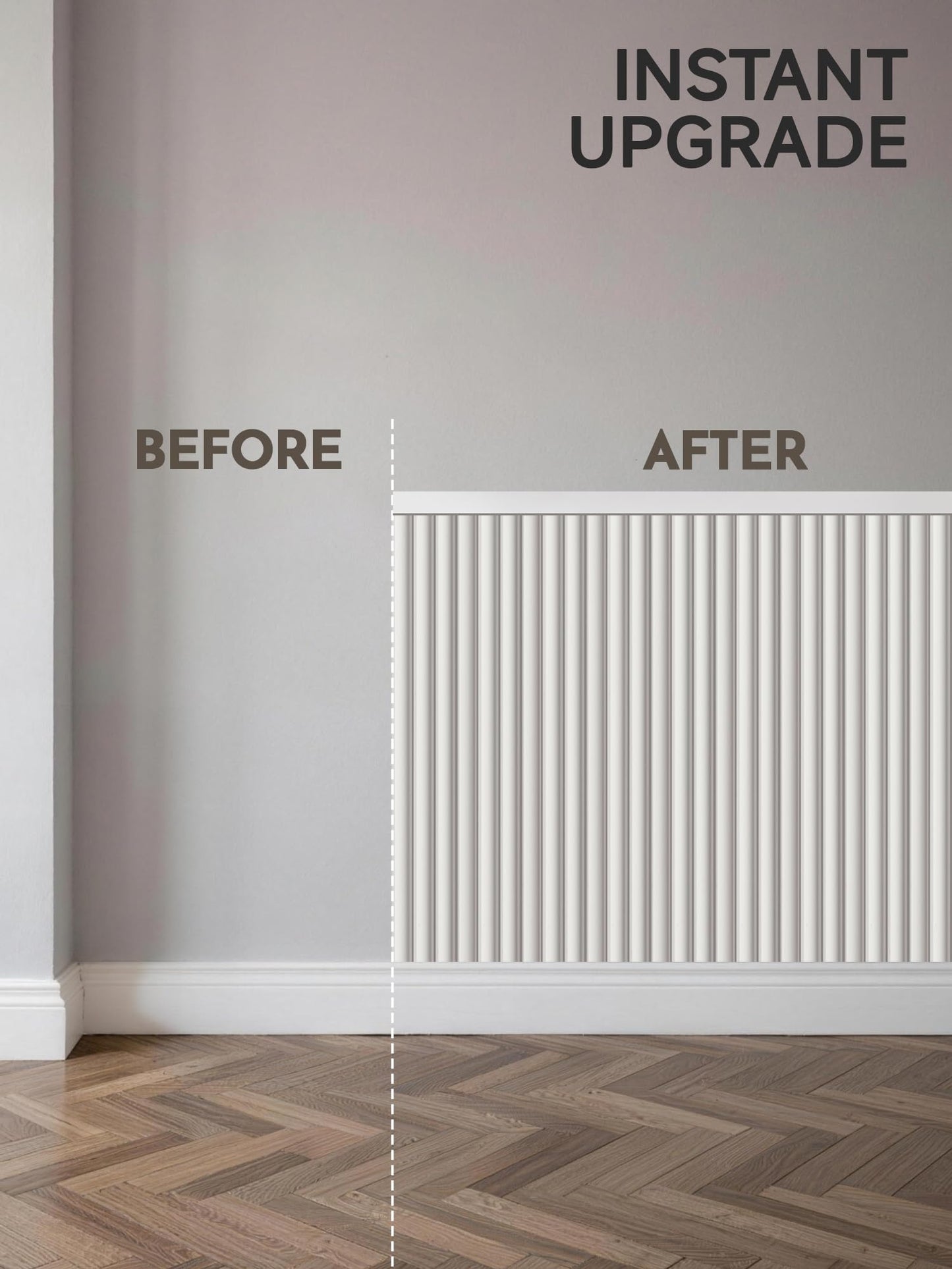 Upick Wainscoting Panels Beadboard, Paintable PS Wall Paneling for Accent Wall 59" x 40", White