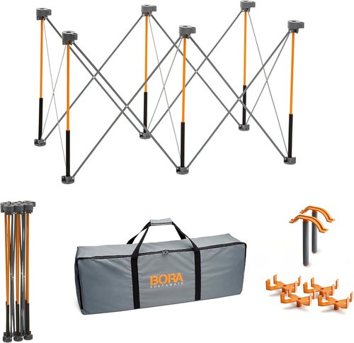Bora Centipede Folding Work Table - 2 Ft. L x 4 Ft. W x 2.5 Ft. H - Steel, 1500 lb Capacity, Gray/Yellow