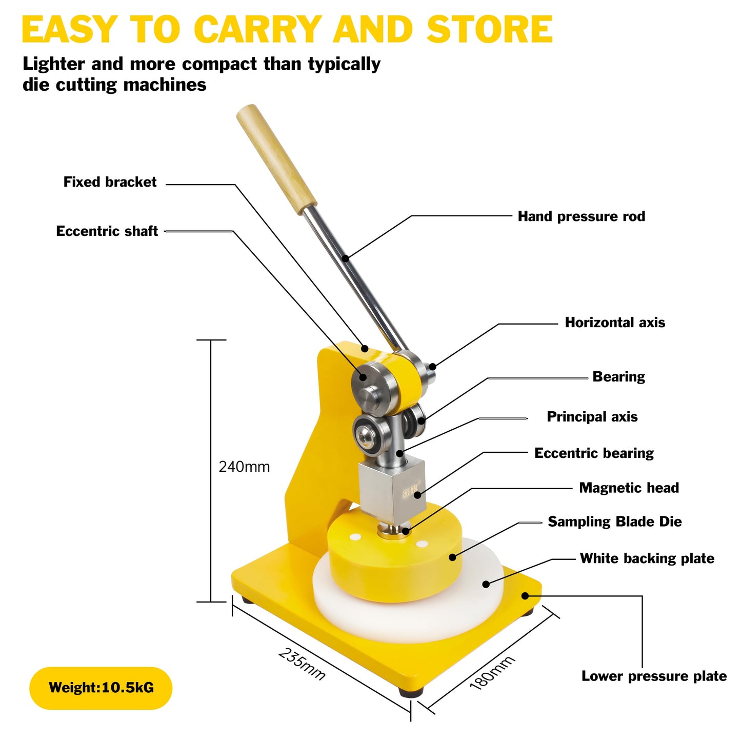 YIDOFENG Circle Sampler Cutter Round Sample GSM Cut Machine for Fabric, Rubber, Leather, Carpet, Paper ，Foam，100cm² Manual Die Cutter Hand Press Mold Cutter Leather Leathercraft Cutting Machine