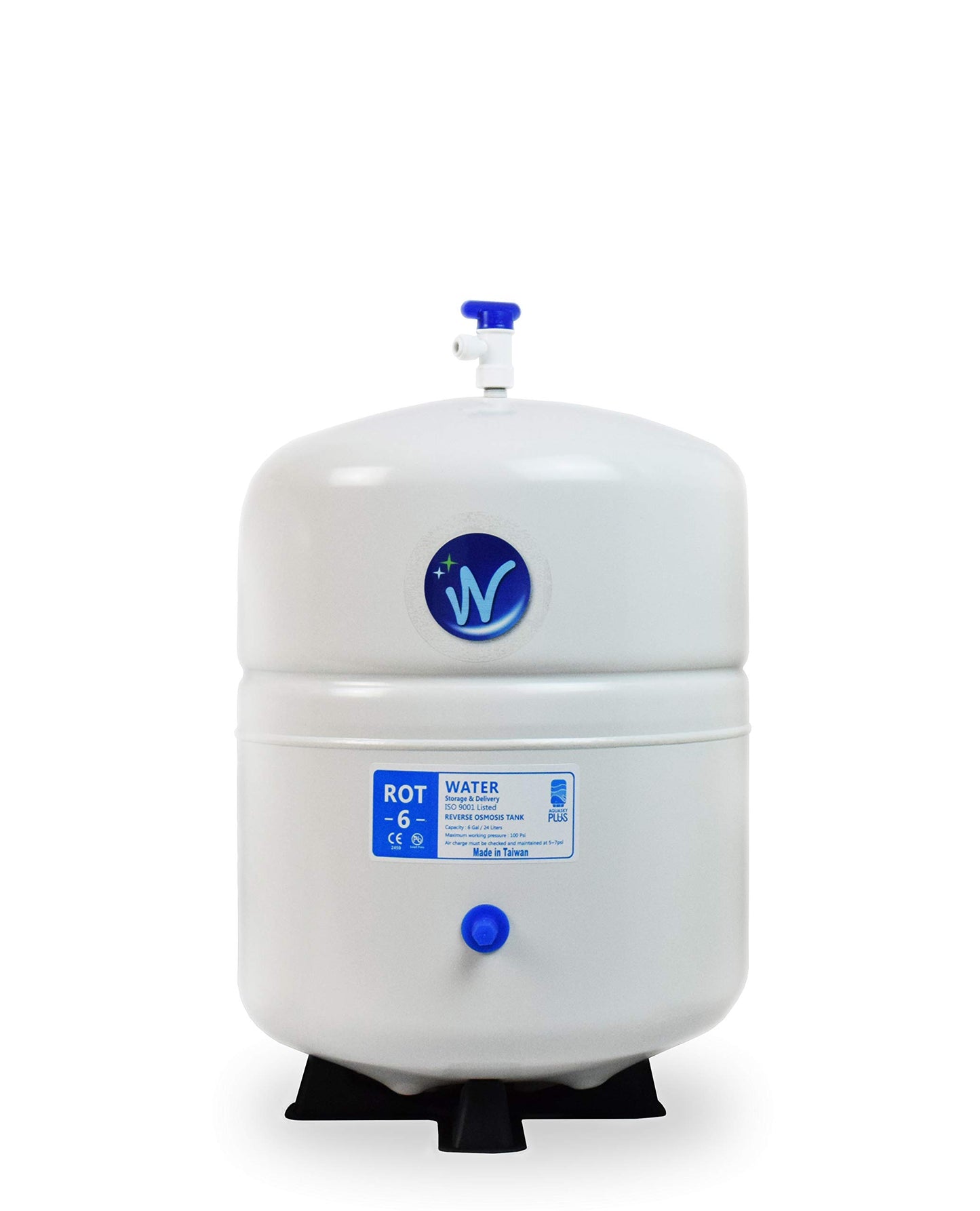 Pressurized Water Storage Tank - Reverse Osmosis Water Tank with Stainless Steel Connections and Ball Valve - Water Filtration System Storage Tank 6 Gal & appx. 3.6 Gal Usable Capacity (ROT-6-W)