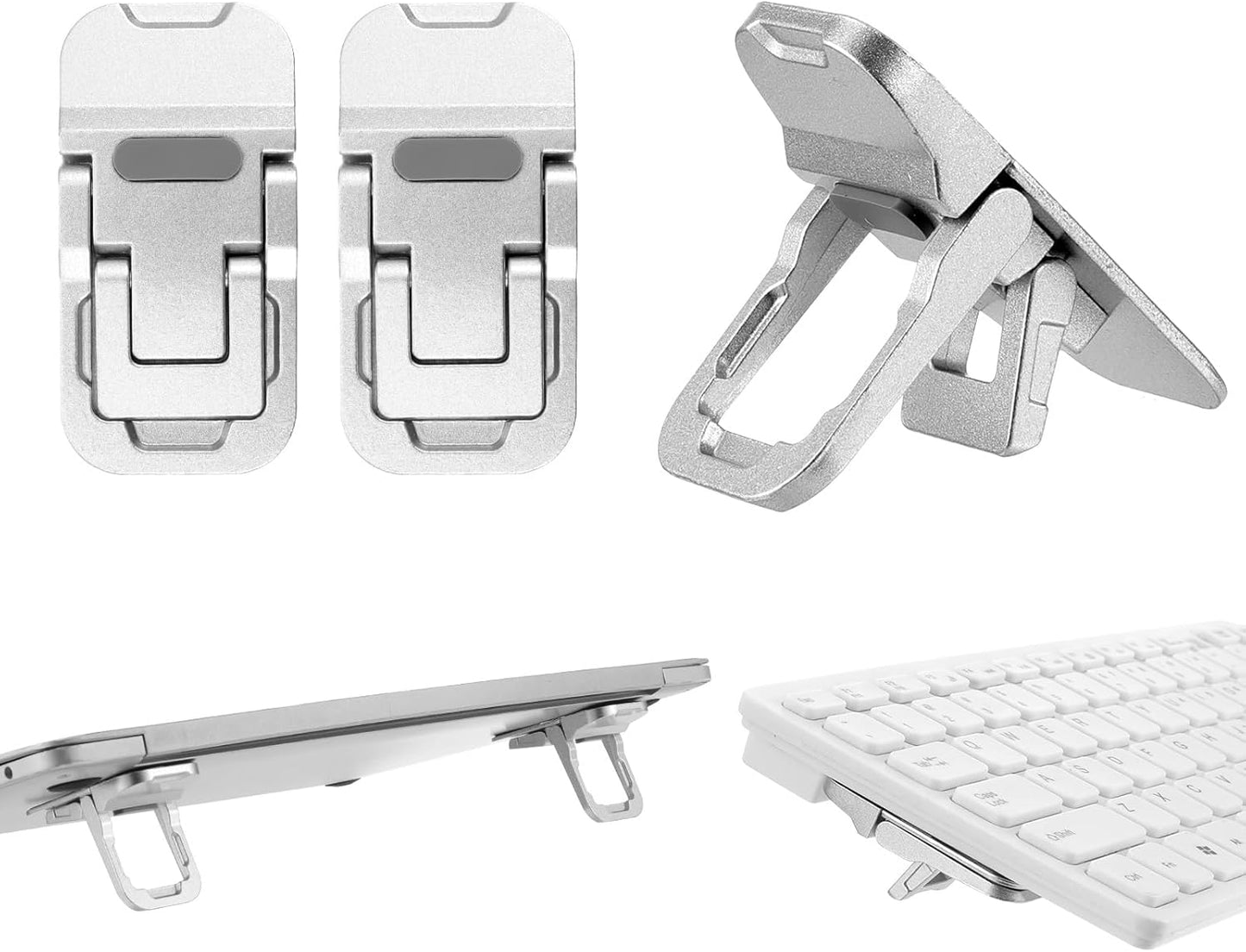 Bewudy 2 Pcs Portable Keyboard Riser With Dual Tilt Angle Adjustment, Foldable Laptop Stand, Mini Computer Stand