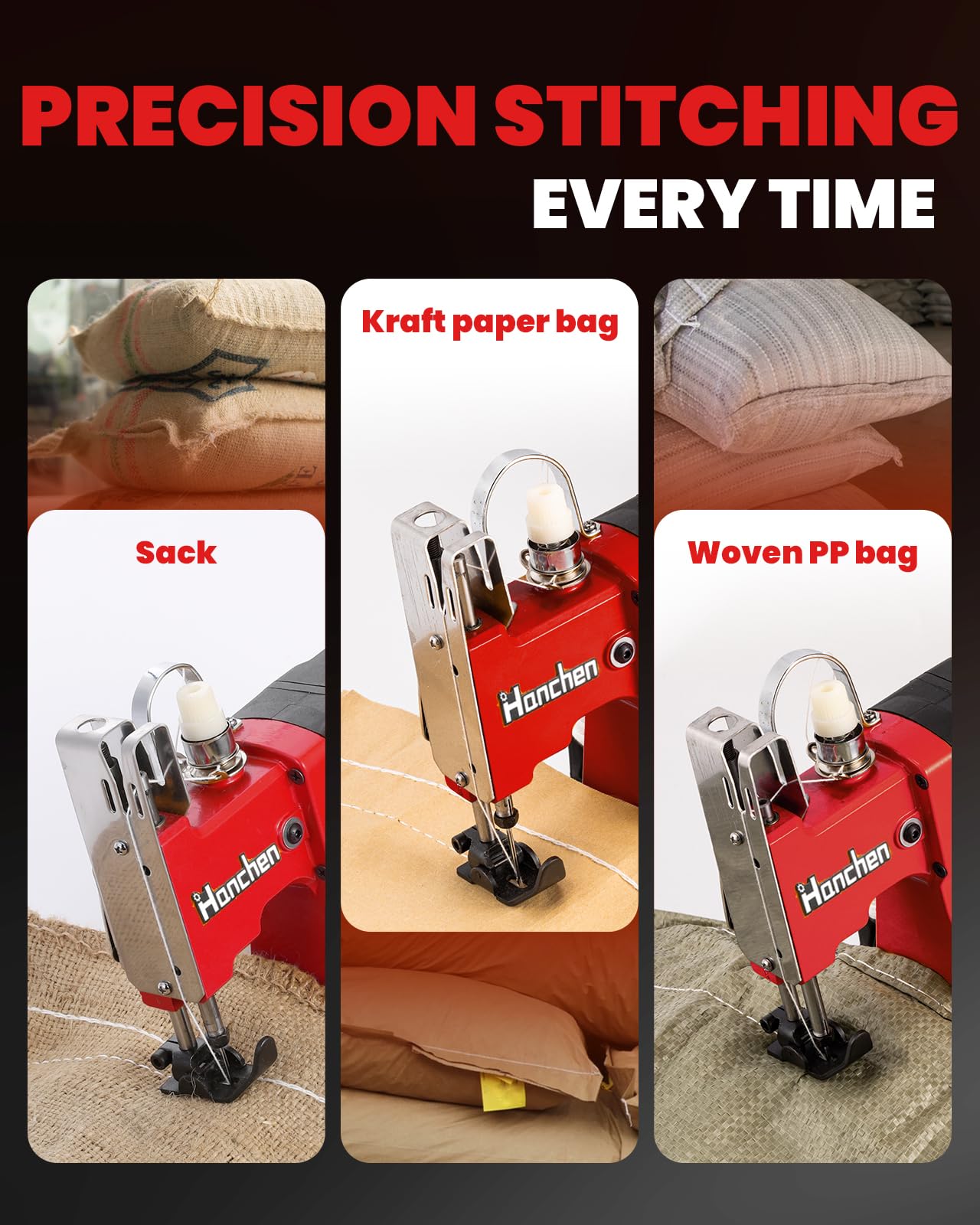 Hanchen Bag Sewing Machine High Speed Bag Sealing Machine Bag Closer Bag Closing Machine Bag Stitching Machine Industrial Sewing Machine Bag Stitcher for Sack Woven Kraft Paper Bag Sealing