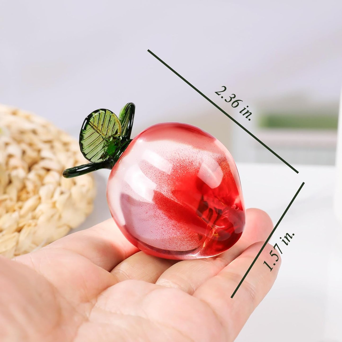 YWHL Handcrafted Glass Peach Figurine - Elegant Kitchen Decor & Crystal Art Collectible for Home Office
