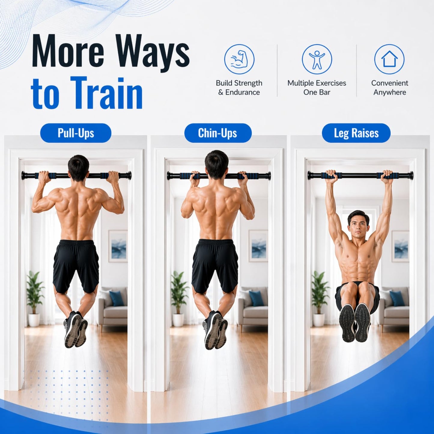 FumyFumy Pull Up Bar for Doorway, Adjustable Door Frame Pull Up Bar with 330 lbs Capacity, No Screw Chin Up Bar for Home Gym Strength Training, Fits 25"–39" Door Frames and Walls