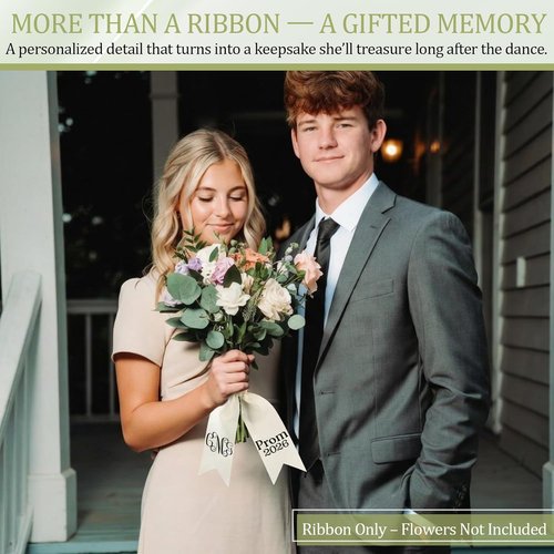 Hahafelt Custom Name Bouquet Sash - DIY Iron-On Ribbon Kit for Weddings, Senior Night & Keepsakes