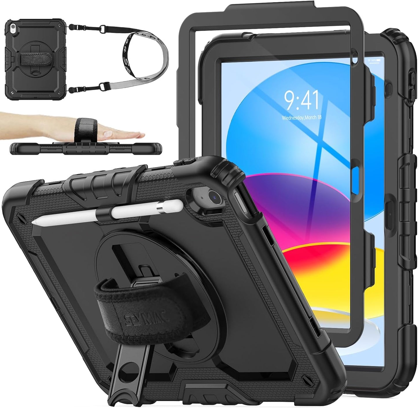 SEYMAC stock (A16) 11th/10th 11''/10.9'' 2025/2022, &360 Case for iPad Generation Full-Body Drop Protection Case