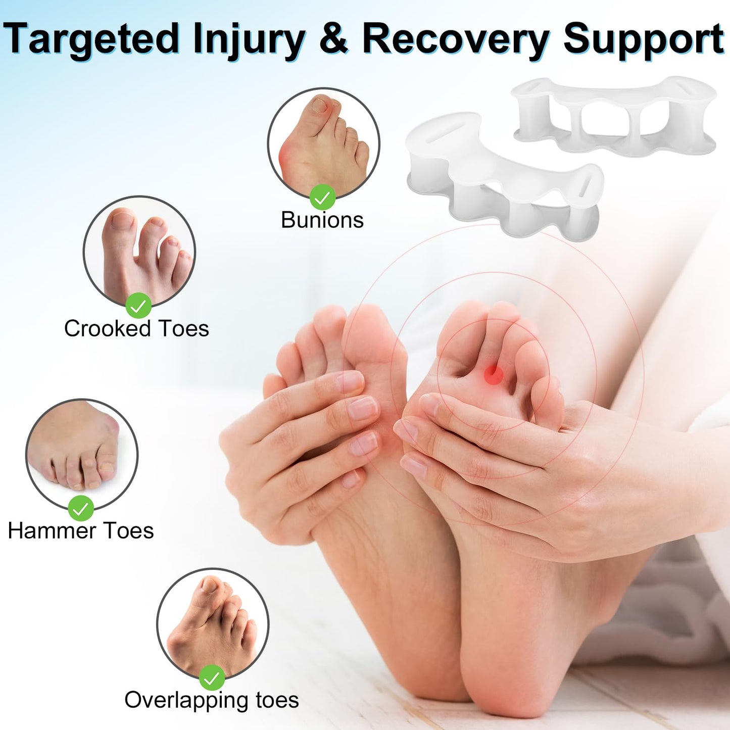 DLMDLM 2 Pairs Gel Toe Spacers for Men & Women, Bunion Corrector & Hammertoe Relief, Improve Foot Alignment, Support Plantar Fasciitis & Daily Wear (Medium)