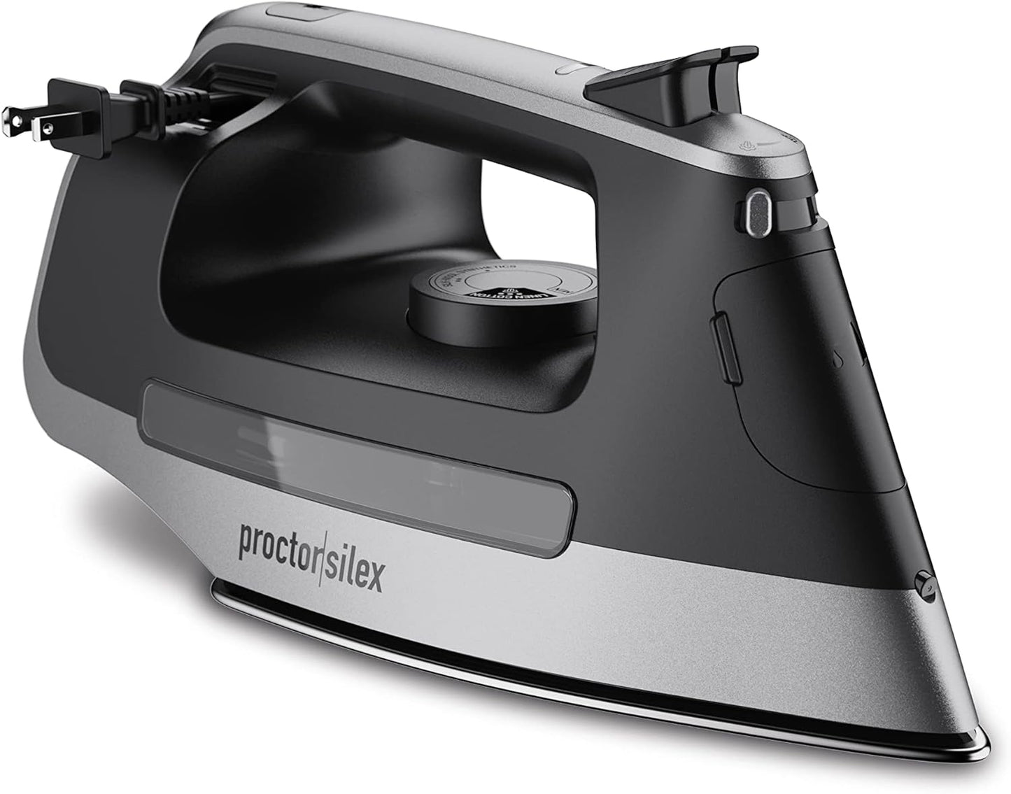 Proctor Silex Steam Iron - 1500 Watts Durable Stainless Steel Soleplate | 8' Retractable Cord, Gray & Black