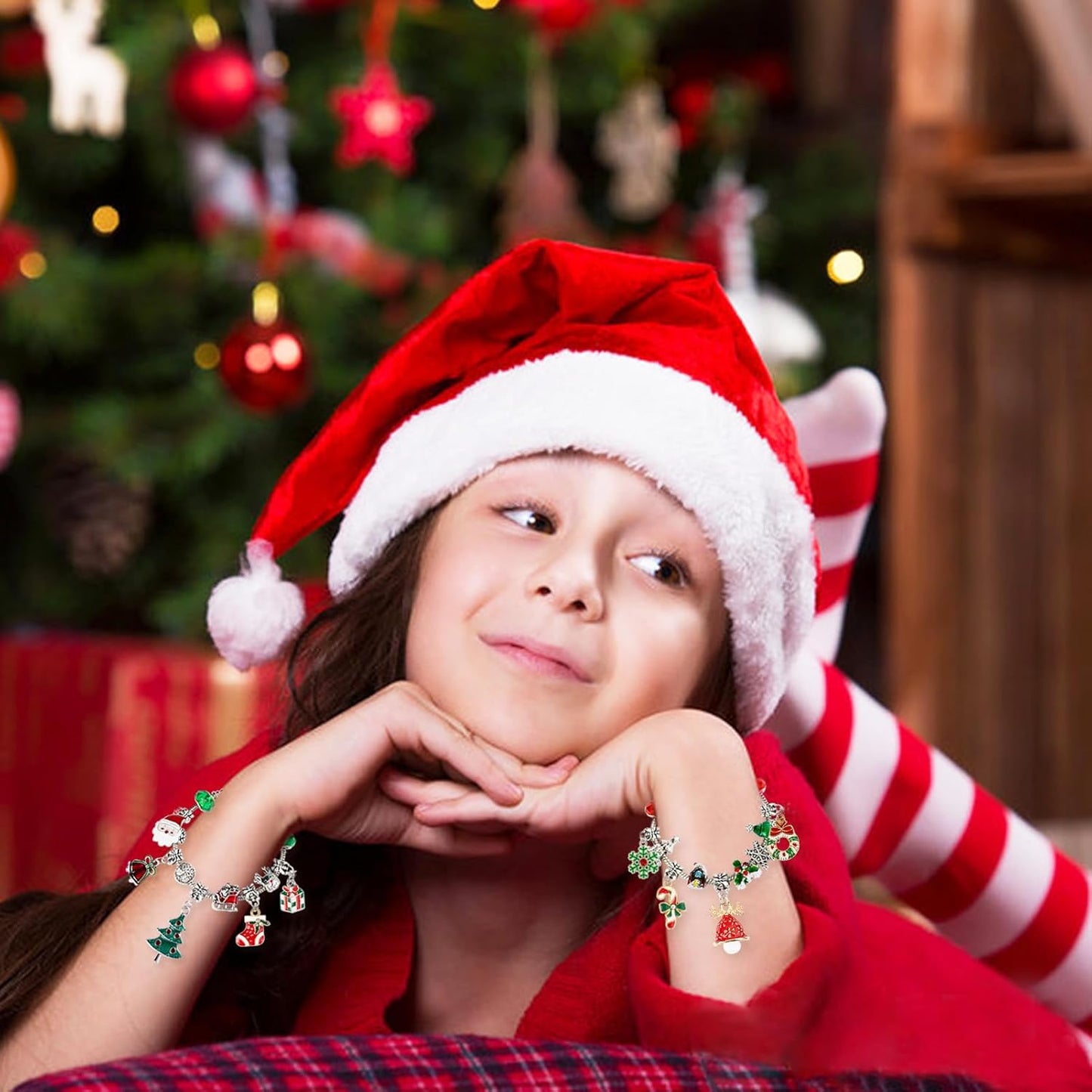 OuMuaMua Christmas Advent Calendar Bracelets - 24-Day DIY Jewelry Kit with 44 Charms for Girls & Teens