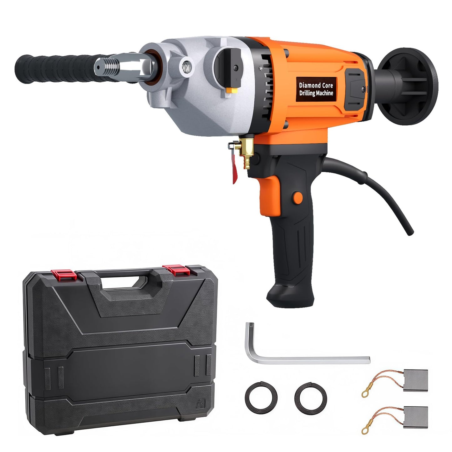 Zelurelle 4 inch Diamond Core Drill Machine, 1500W Handheld Concrete Core Drill Rig, 2-Speed Wet/Dry Drilling, 1350/2350RPM, 1-1/4" Thread, for Brick, Block, Stone, Reinforced Concrete