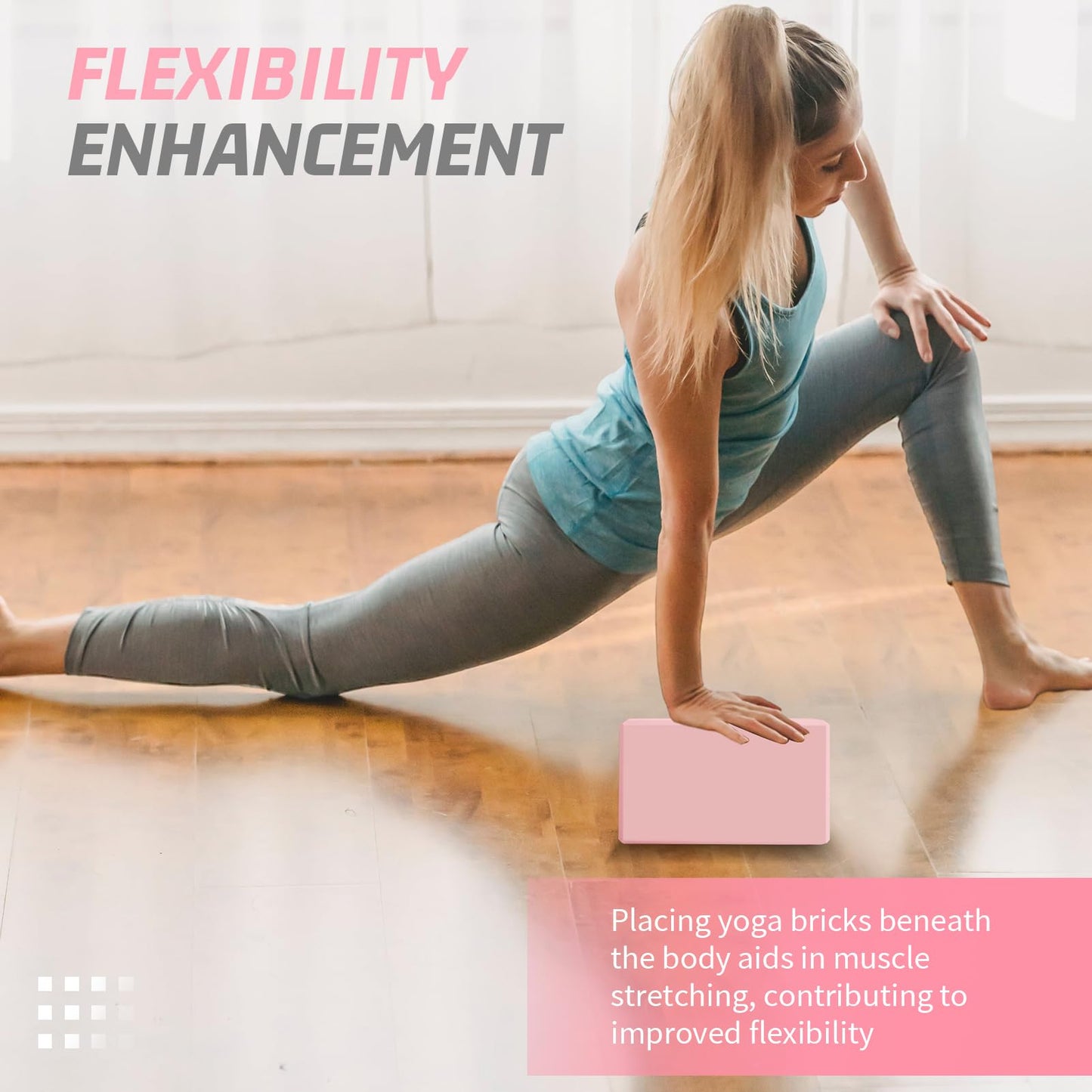 Yoga Blocks 2 Pack 3x6x9IN Foam Block Supportive Latex-Free with Stretch Band, Non-Slip Exercise Blocks for Pilates, Meditation, Balance, Stretching and Deep Poses (Pink)