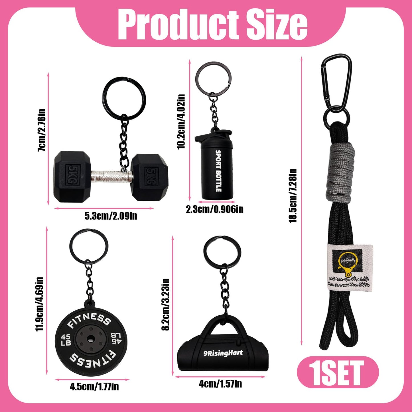 KHRYPTXH Dumbbell Keychain Set Gym Accessories for Women and Men Fitness Gifts, a Cute Mini Set for Gym Lovers & Couples (Black)