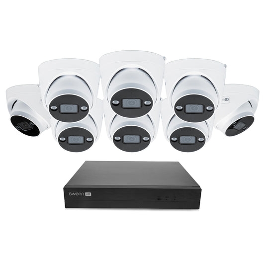 Swann AdvancedX 4K Wired NVR Security Camera System, 16 Channel with 8 Dome PoE Cameras, 2TB HDD Storage, Color Night Vision with Spotlight, Smart Video Analytics, Indoor Outdoor Business Surveillance