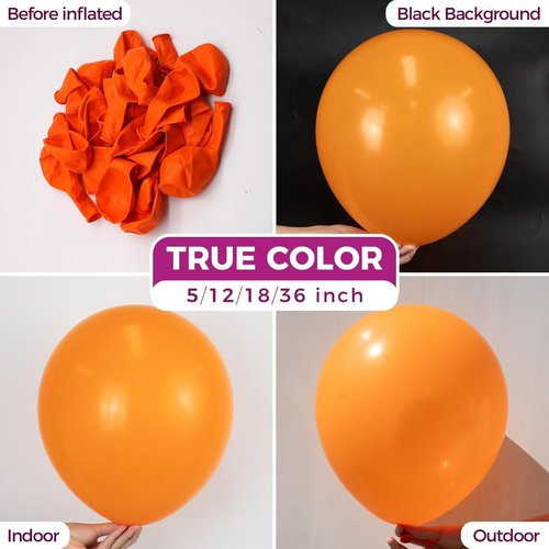 Bezente Large Orange Balloons - 30 Pack Thick Latex Balloons for Birthday & Wedding Decor