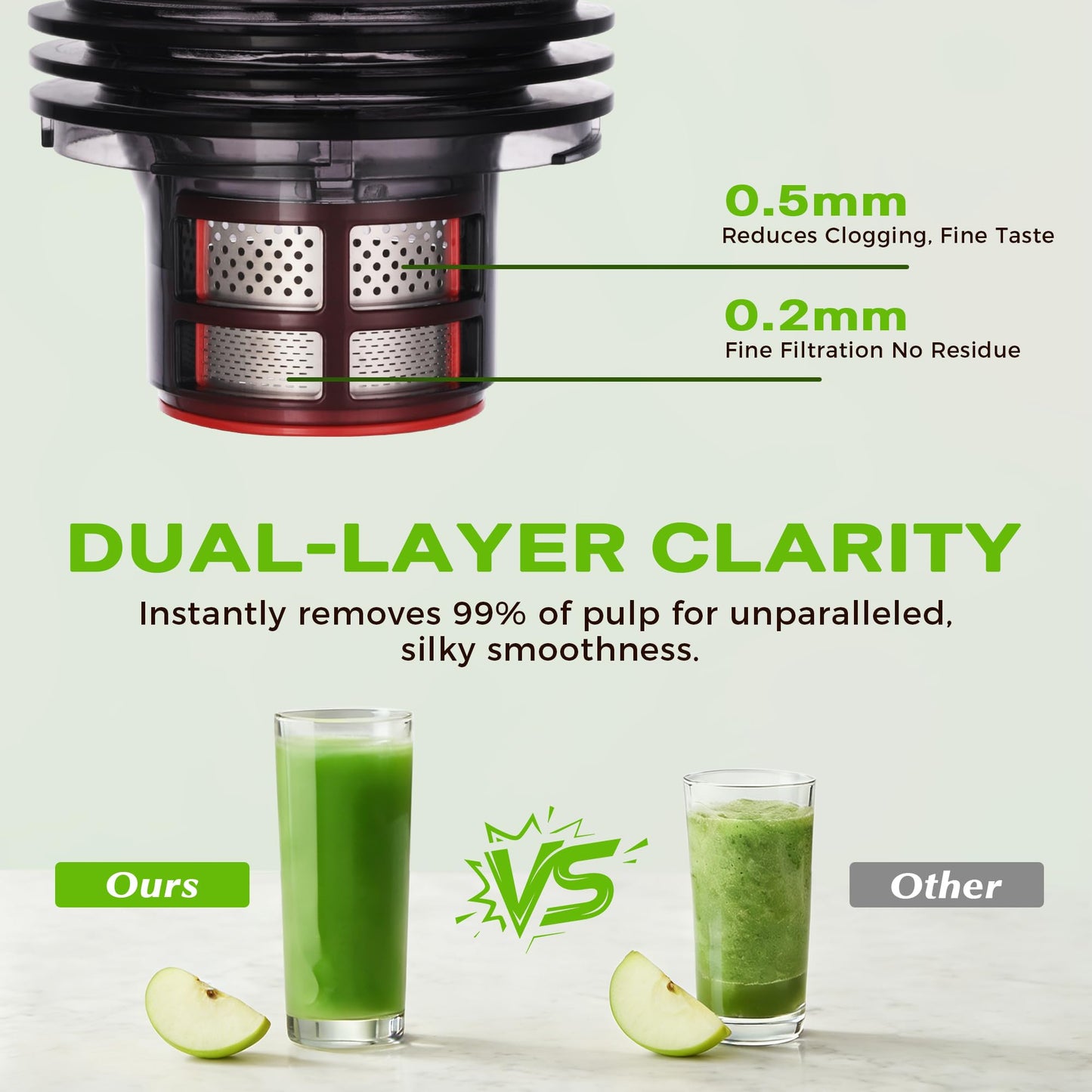 Cold Press Juicer Machine with 5.3" Wide Feed Chute, Slow Masticating Juicer for Whole Fruits & Vegetables, High Juice Yield, Black
