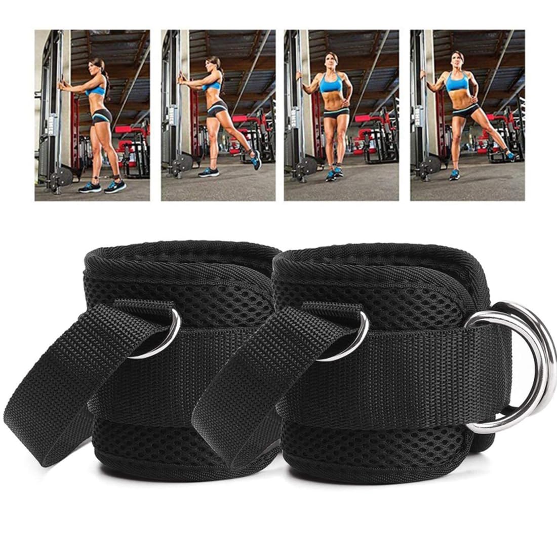 EastyGold Ankle Straps Ankle Bands Wrist Cuffs Padded Straps Adjustable Fitness Glute Kickback D-Ring for Cable Machine with Extra Foot Heel Belts 1 Pair