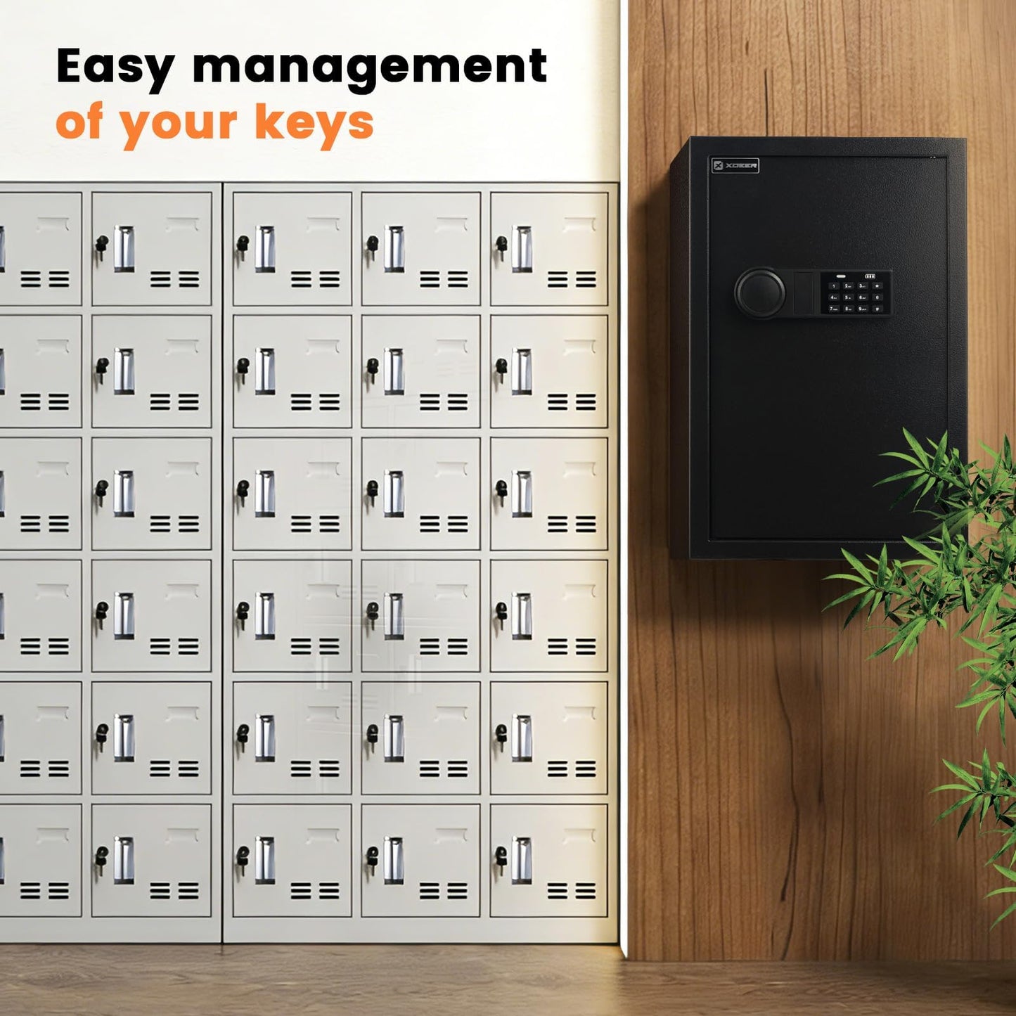 XDeer 212-Key Safe Wall Mount with Advanced Anti-Theft & LED Light, Key Cabinet with Combo & Key Lock for Hotels, Offices & Car Dealerships 1PCS