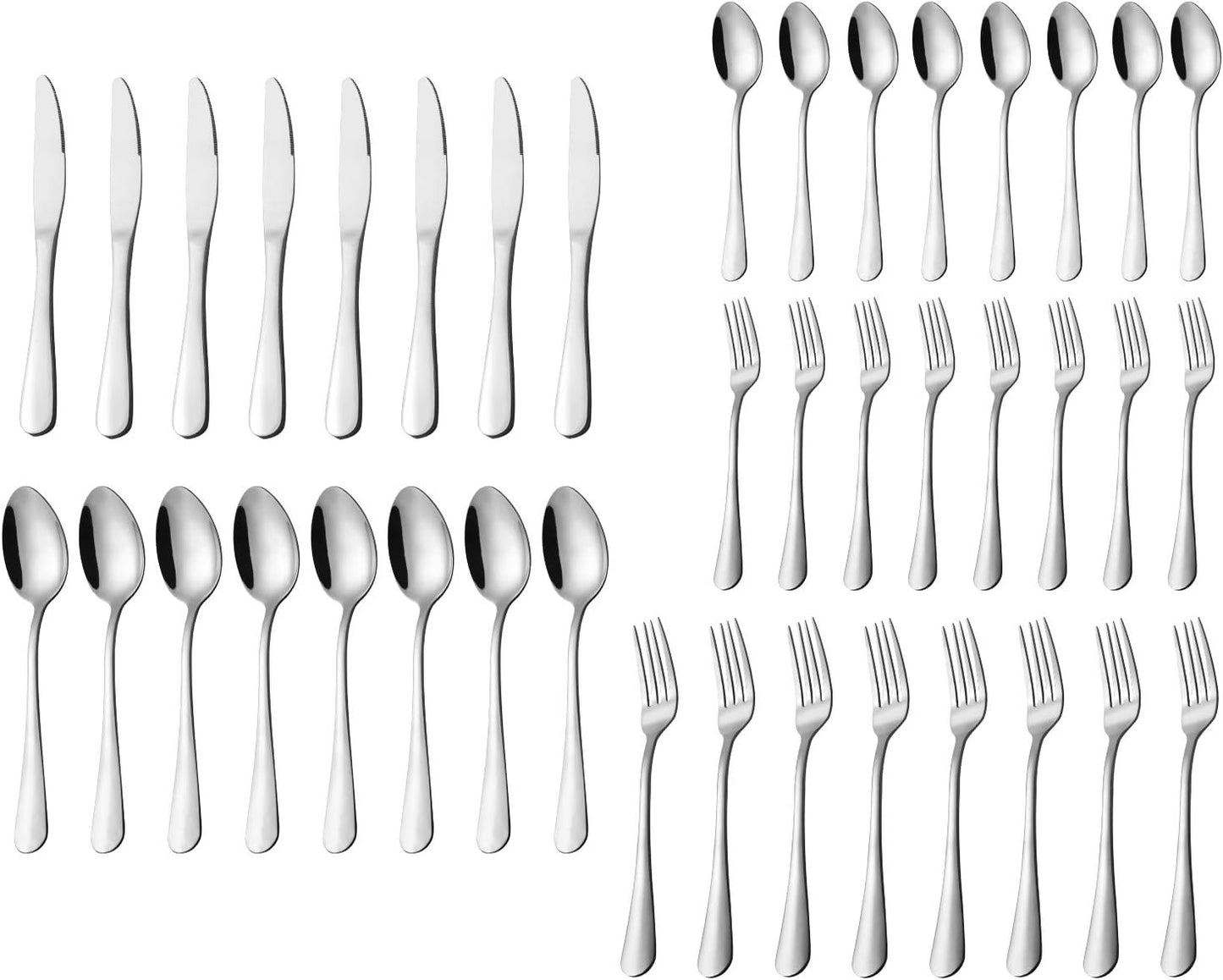 Regine Switzerland 40-Piece Stainless Steel Silverware Set - Service for 8 | Mirror Polished & Dishwasher Safe
