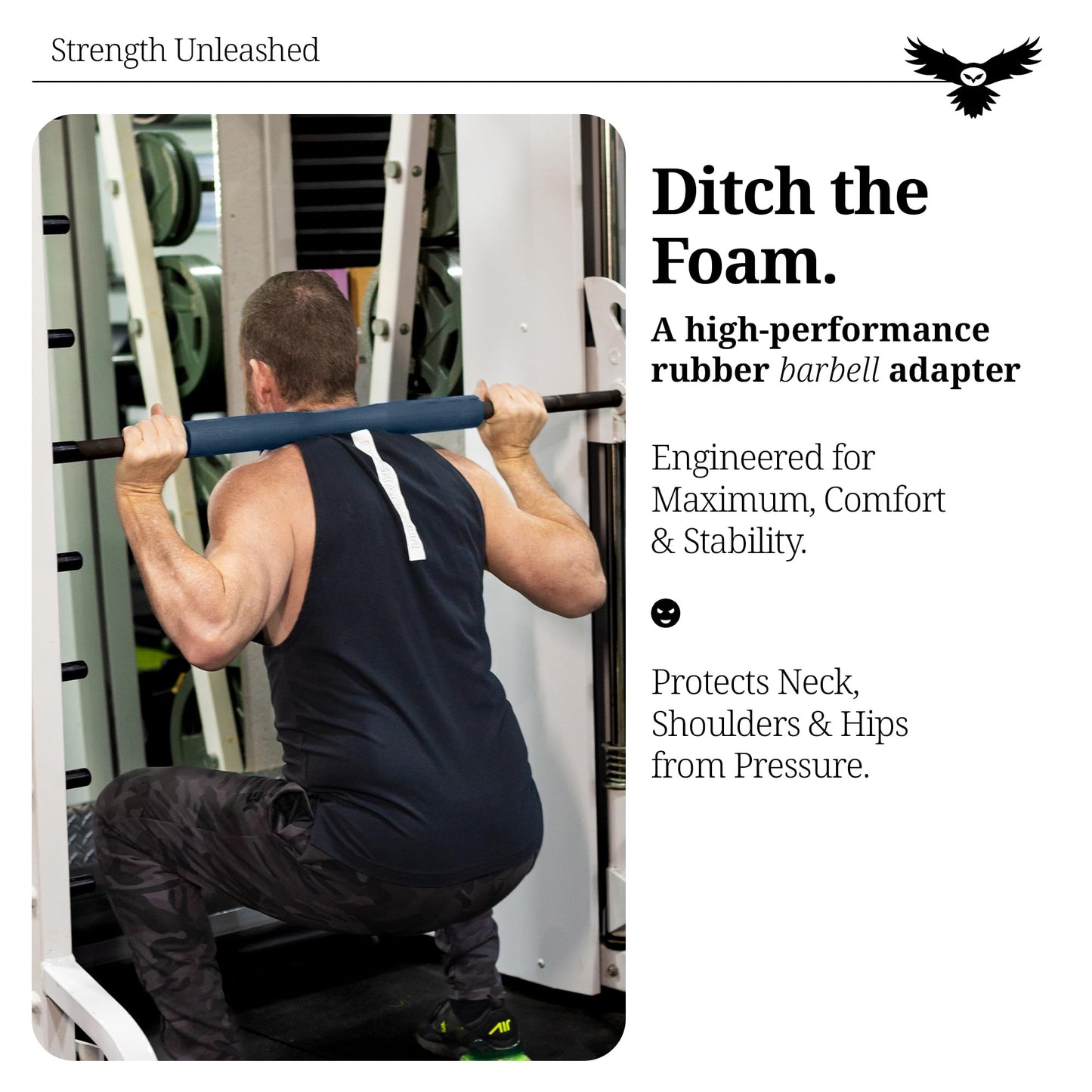 Tribus Grips Dense Rubber Barbell Adapter for Squats & Strength Training – Anti-Slip Design – Fits Standard & Olympic Barbells – Compact Durable Alternative to Foam Squat Pads