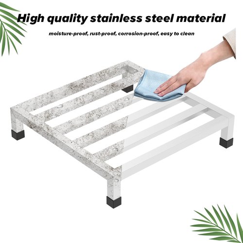 lehorra Dunnage Rack 17.7" L x17.7 W x4.09 H,3 Pack Stainless Steel Dunnage Rack 1000+ Pound Capacity,Assembly-Free Commercial Food Floor Stand for Storage in Restaurants Kitchens Shop Garages