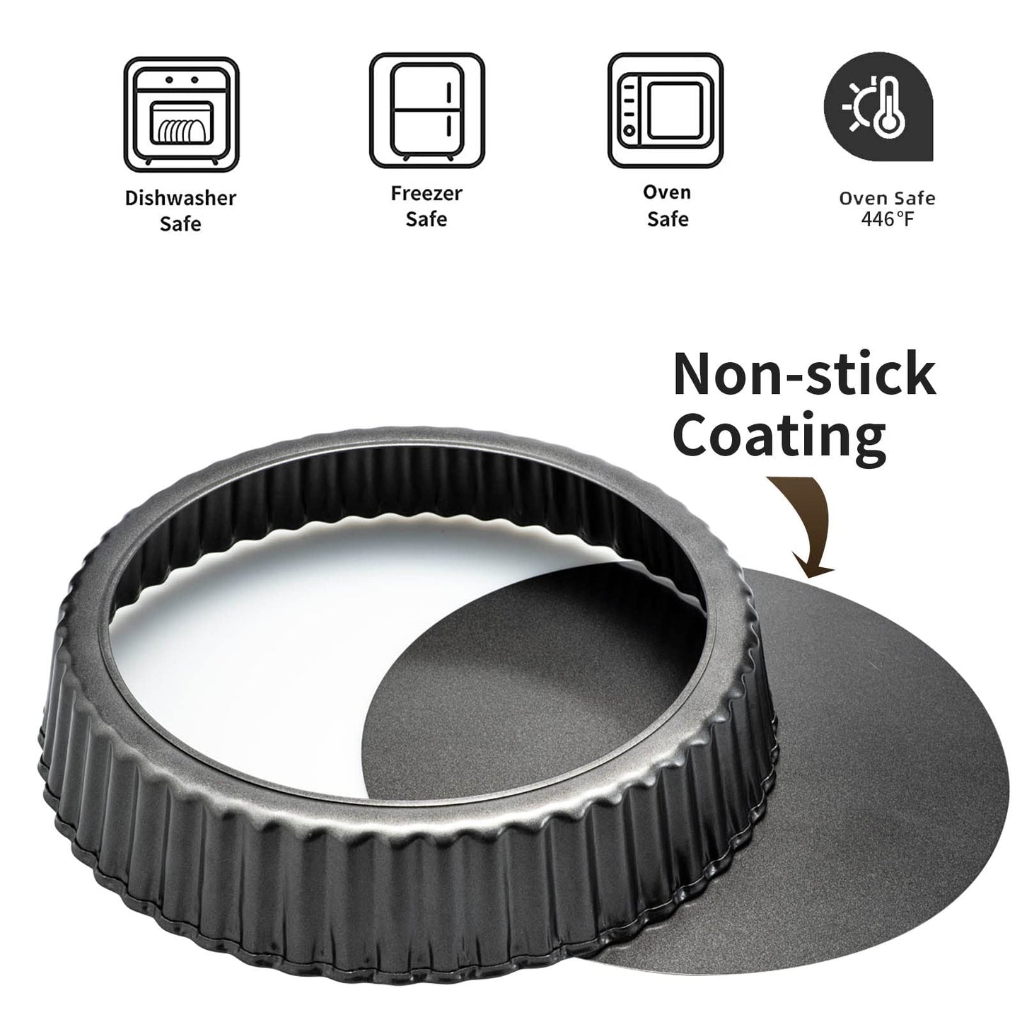 Dootafy Deep Dish Quiche Pan, 11” x 2” Tall Pie Pan Deep Tart Pan with Removable Bottom, Nonstick Large Fluted Tart Mold Loose Base Round Deep Pizza Pan for Baking Easter Pie