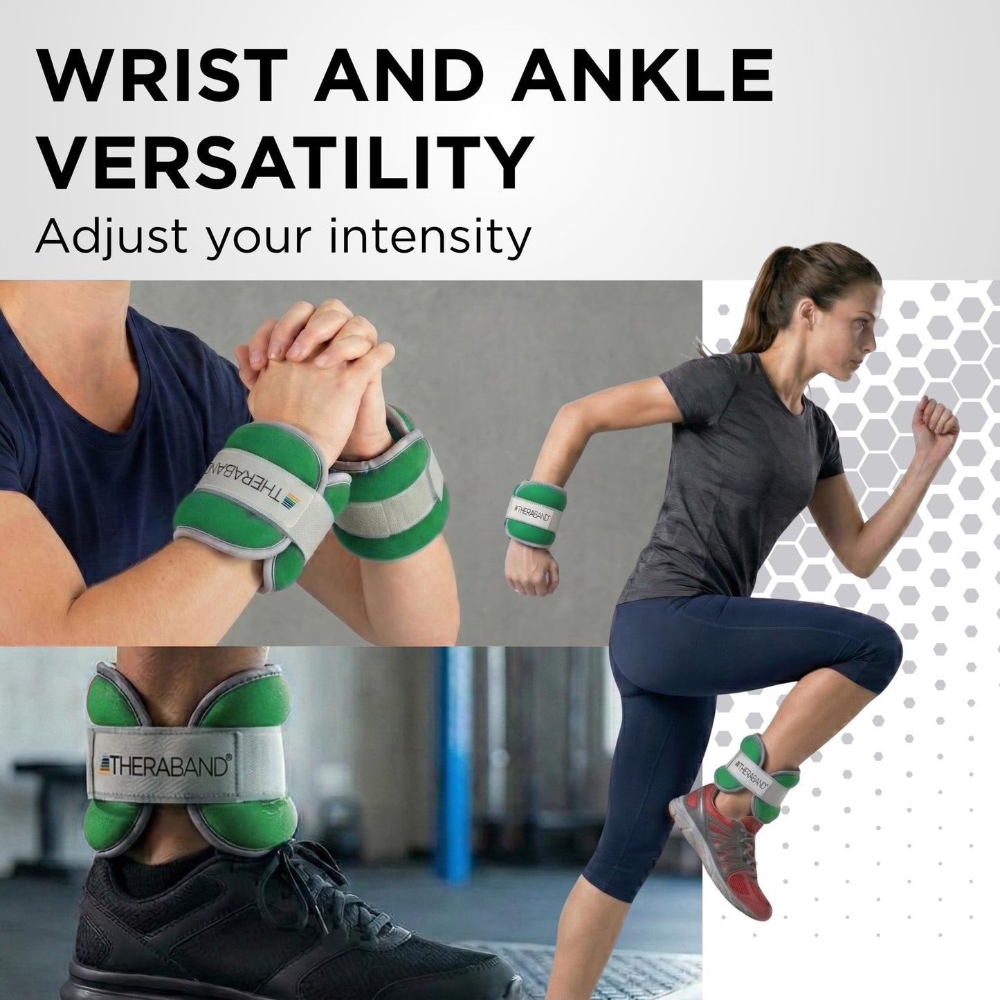 Theraband 25871 Comfort Fit Ankle & Wrist Cuff Wrap Weight Set, 1.5lbs, Green