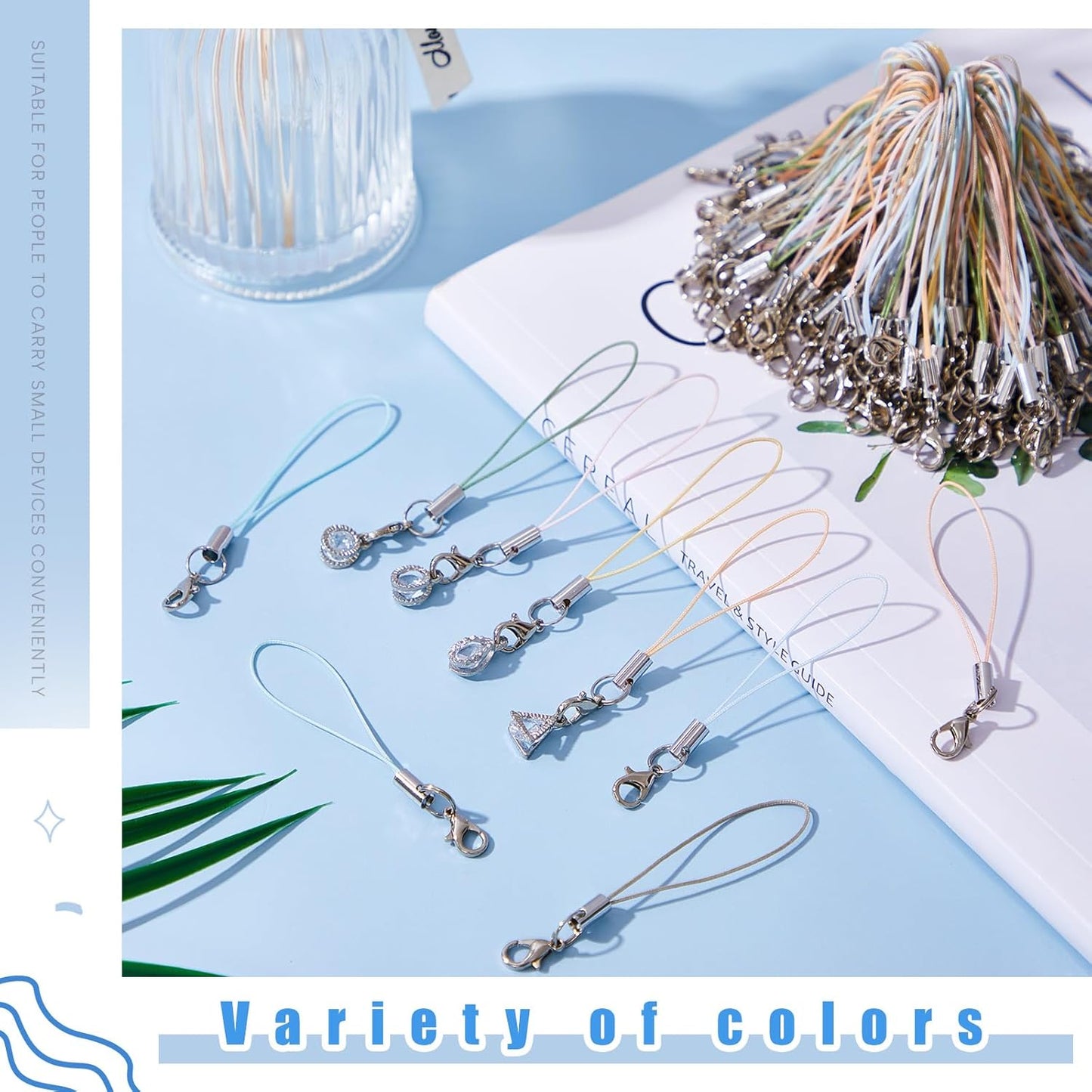 200 Frienda Pcs Phone Charms Strap Kit, Cell Phone Split Ring Strap, Keychains String, Lariat Lanyard Loop Charms